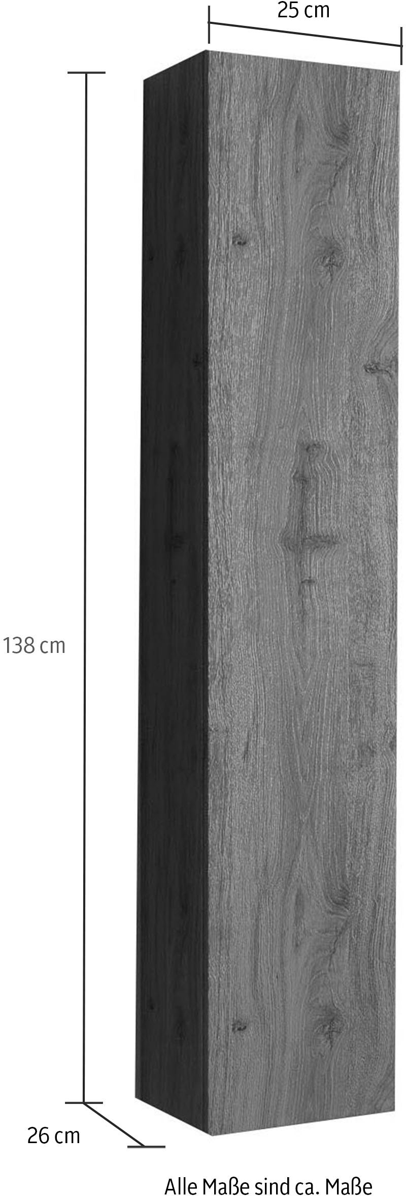 welltime Hängeschrank »Hamburg« Badschrank mit 1 Tür, Höhe 138 cm, Breite 25 cm