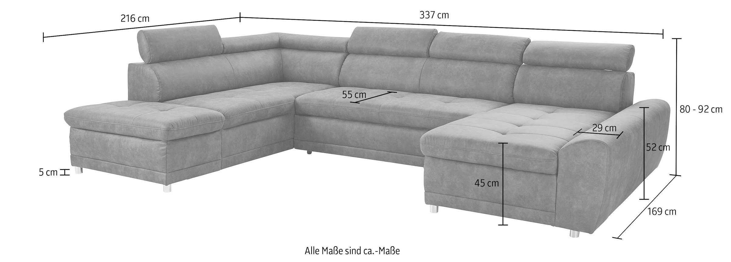 sit&more Paysage de salon »Riva U-Form« wahlweise mit Bettfunktion