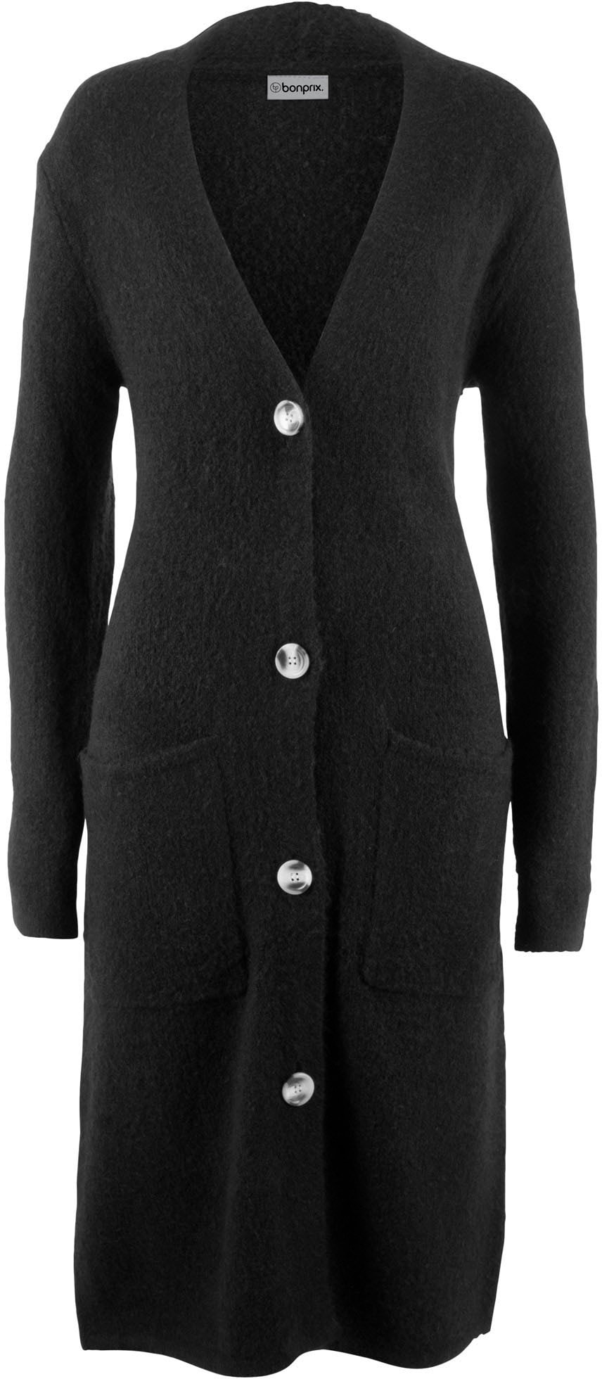 bonprix Manteau en tricot en fil pelucheux, coupe régulière, avec poches plaquées