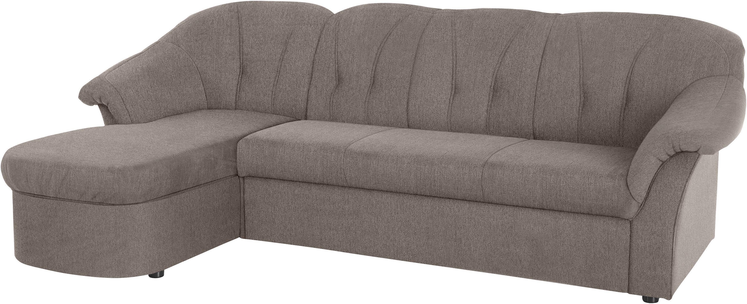 DOMO collection Canapé d'angle »Pegnitz, elegante Rückensteppung, kompakte Stellmasse 238/141cm, L-Form« wahlweise mit Bettfunktion