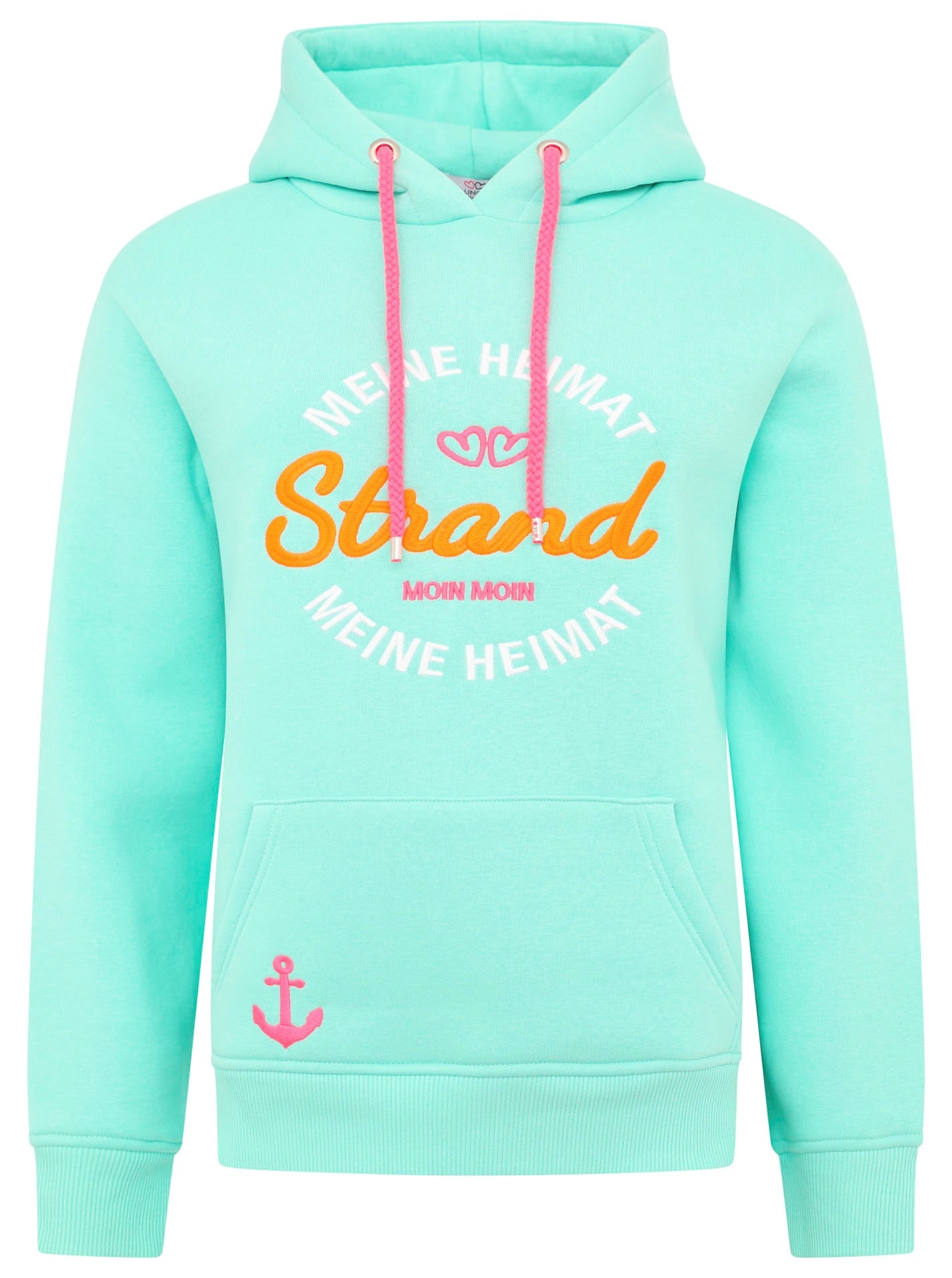 Zwillingsherz Hoodie »"Meine Heimat"«, mit aufgesticktem "Strand"-Schriftzug vorne und hinten
