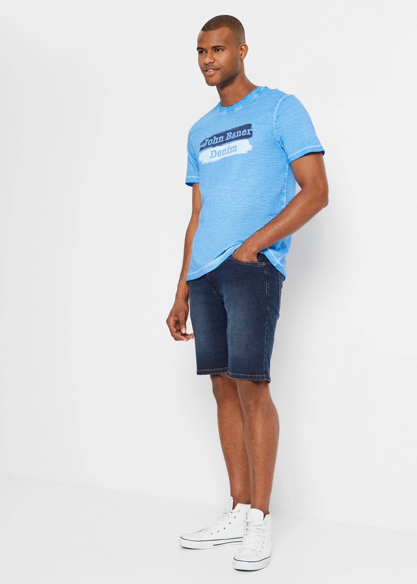 bonprix Bermuda  mit Elasthan-Anteil, im Straight Fit, mit Used-Effekten