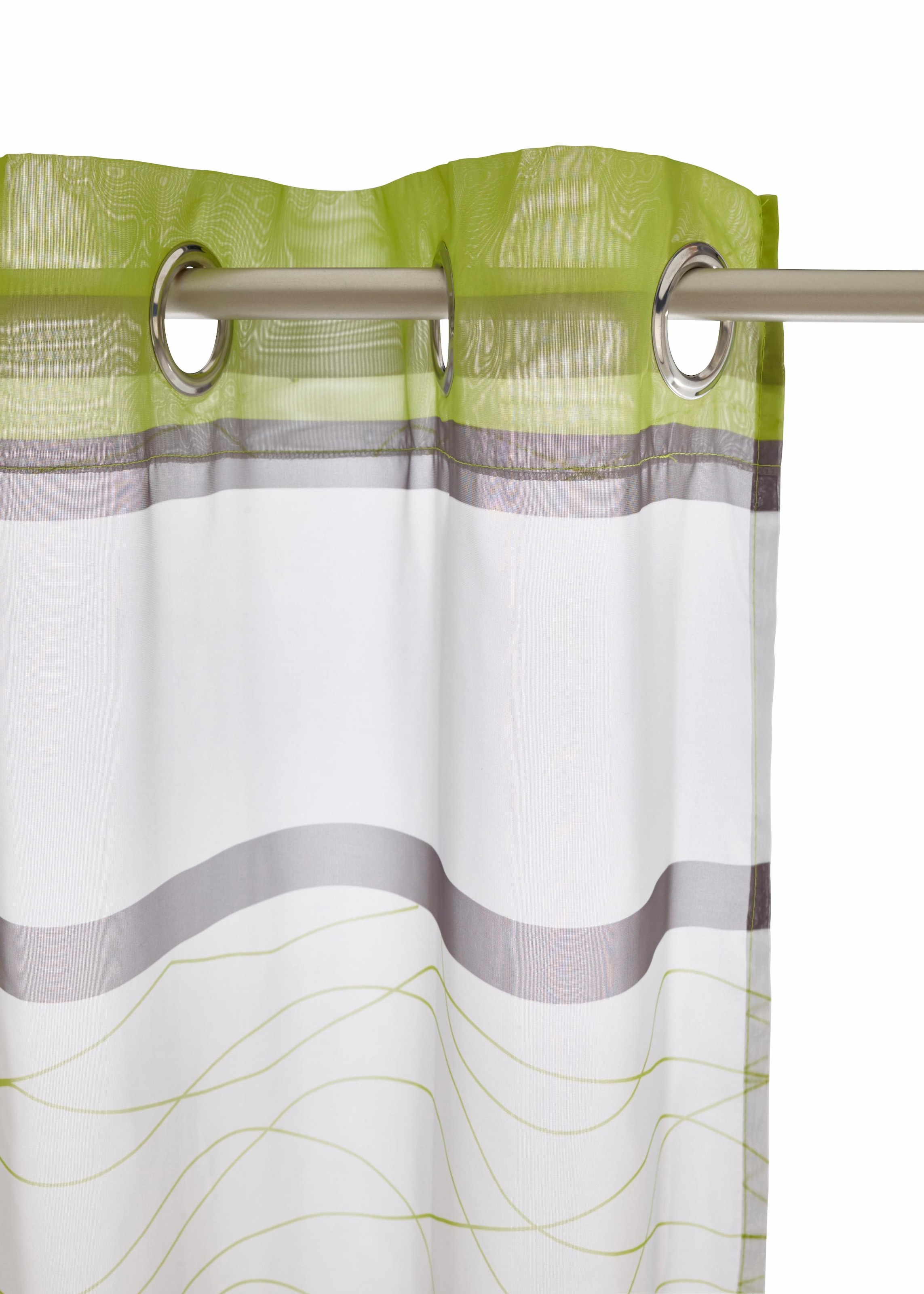 my home Rideau »Jay« Œillet 2 cuis tlg. Vorhang, 2-er Set, Fertiggardine, transparent, Querstreifen