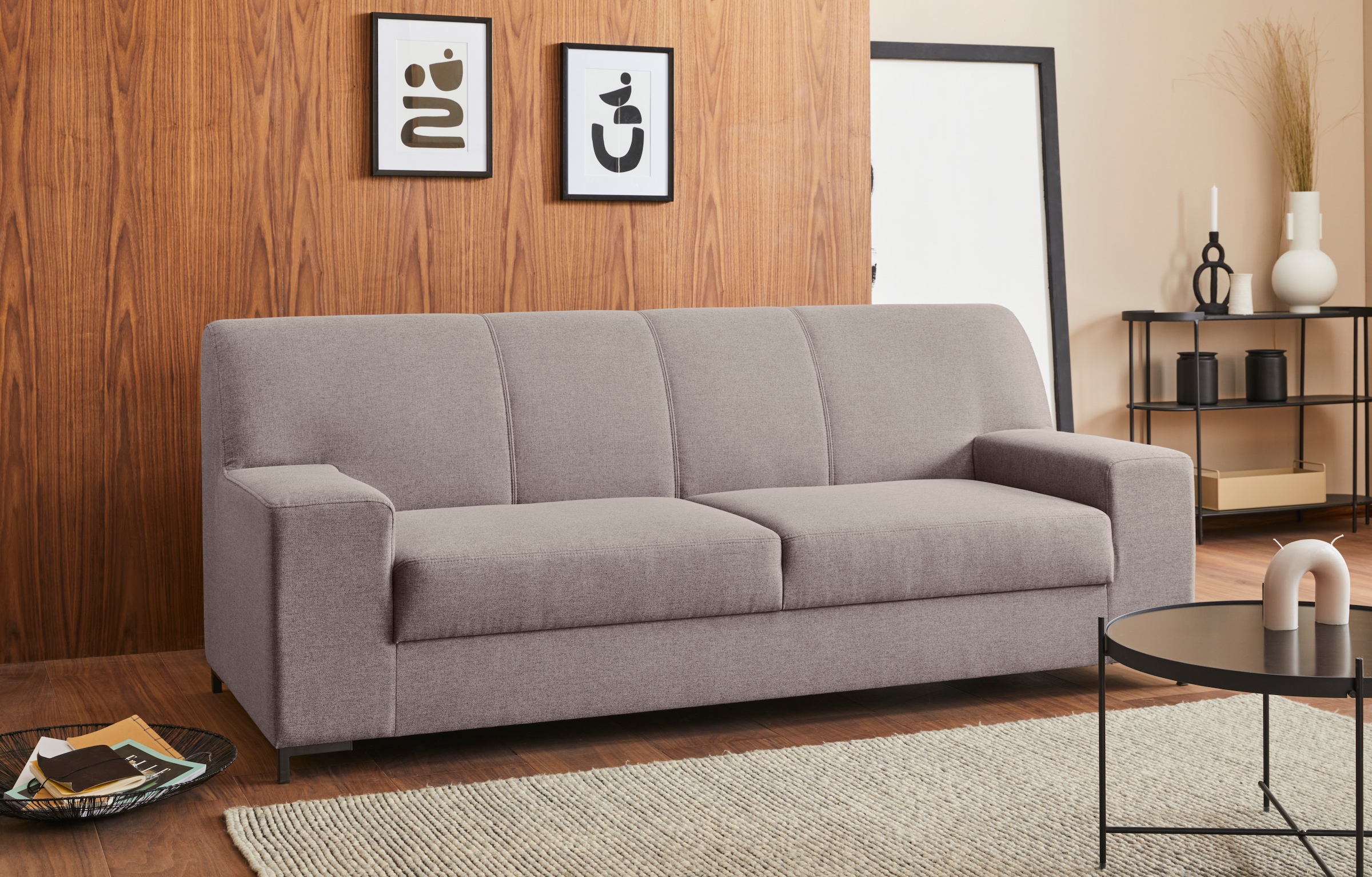 DOMO collection 2-Sitzer »Ledas kubisch und komfortabel, flache Armlehnen, eleganter Fuss,« in vielen Farben erhältlich