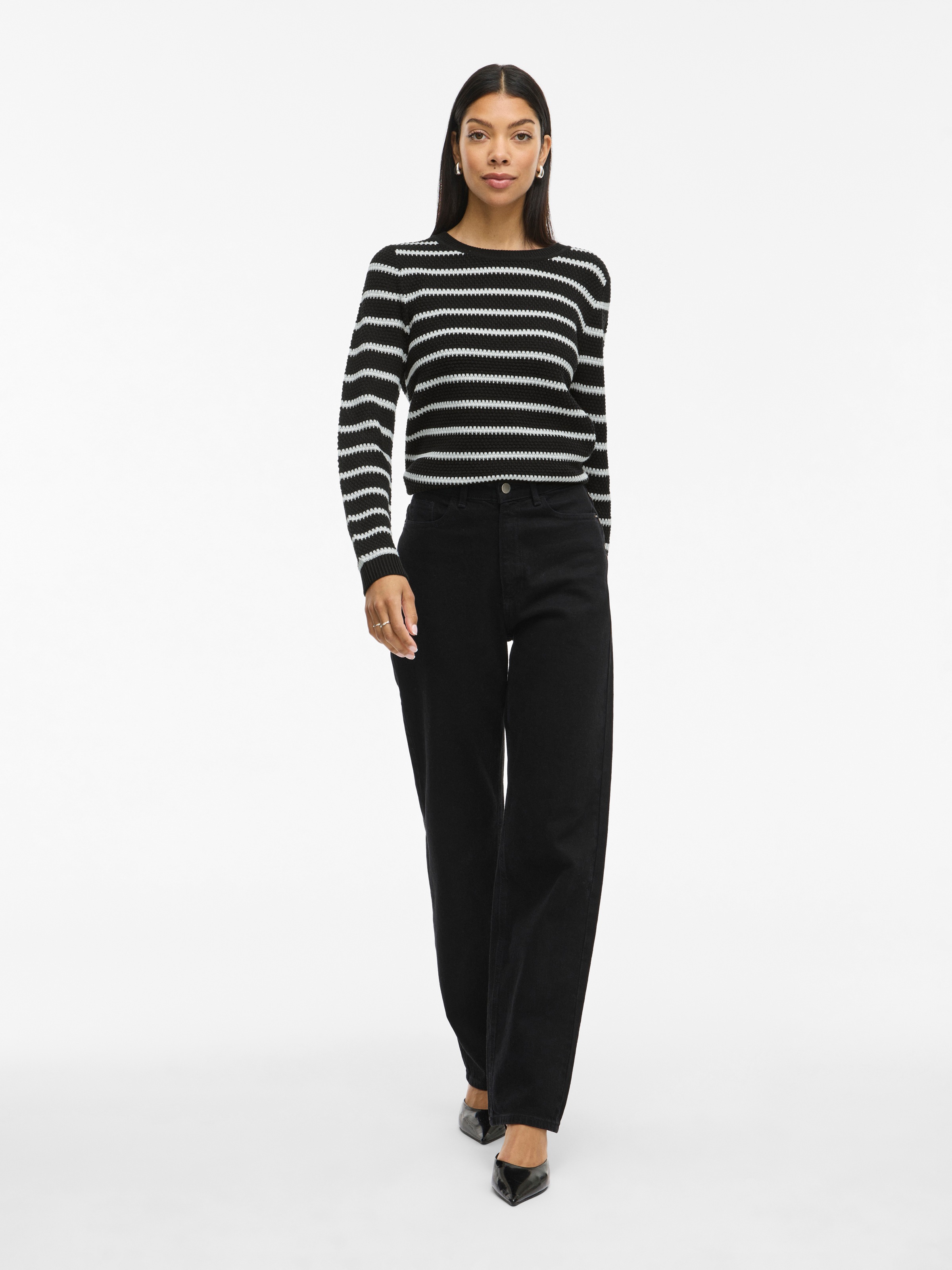 Vila Rundhalspullover »VIDALO O-NECK L/S STRIPE KNIT TOP- NOOS«