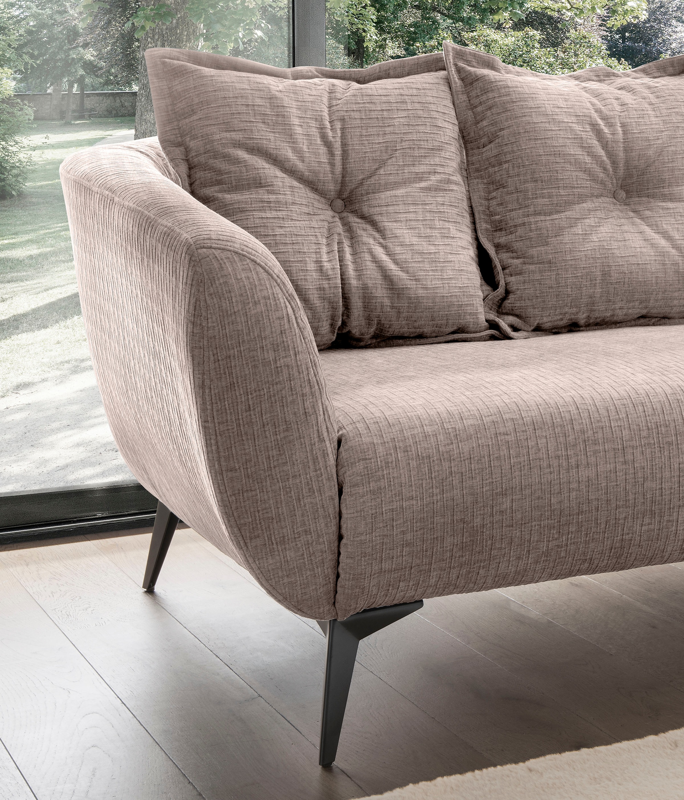 Home affaire 3-places »Baggio Breite 236 cm, modernes Sofa, hoher Fuss, bequem« schwarze Metallfüsse