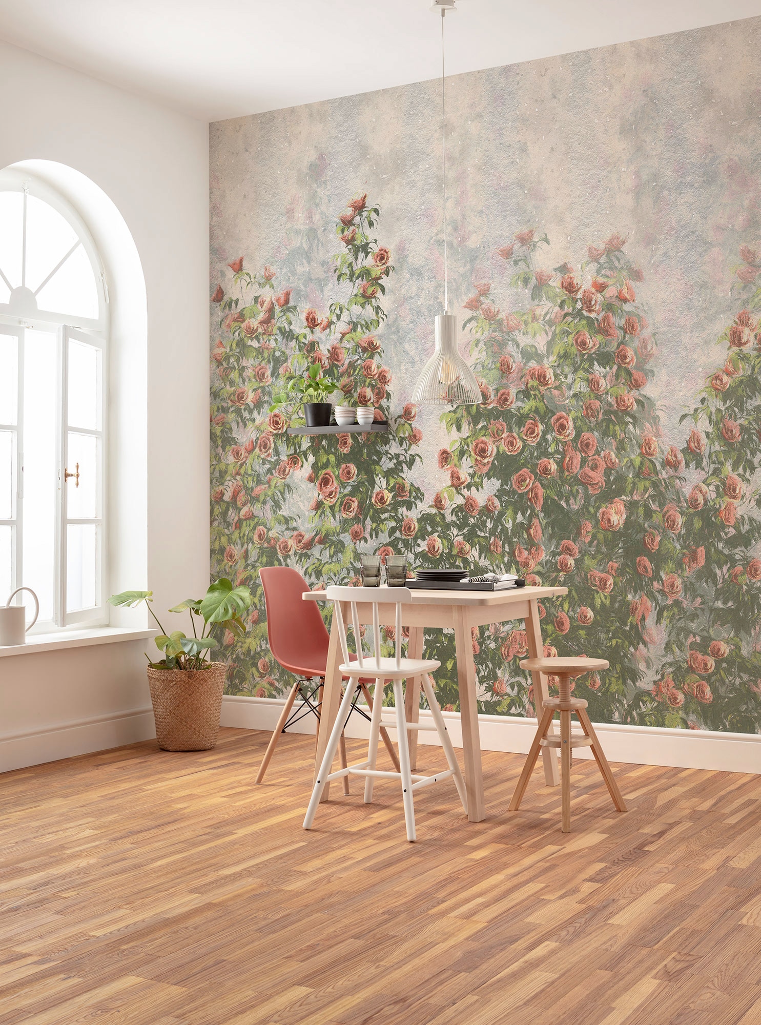 Komar Papier peint intissé »Digitaldruck Vlies -  Wall Roses - Grösse 300 x 250 cm« imprimé Wohnzimmer, Schlafzimmer