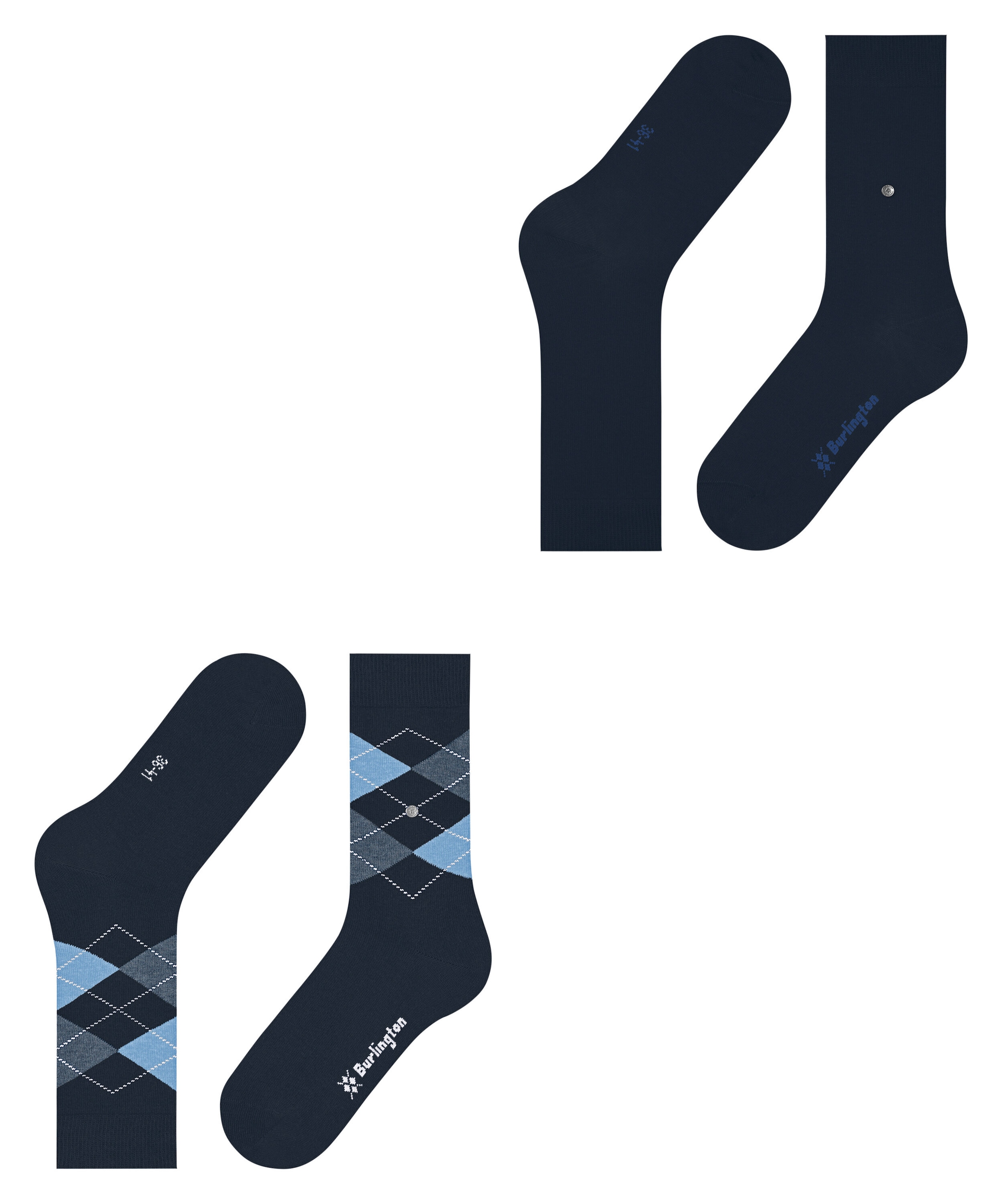 Burlington Chaussettes »Everyday Mix« 2 paires,  taille unique 36-41, uni et motif argyle