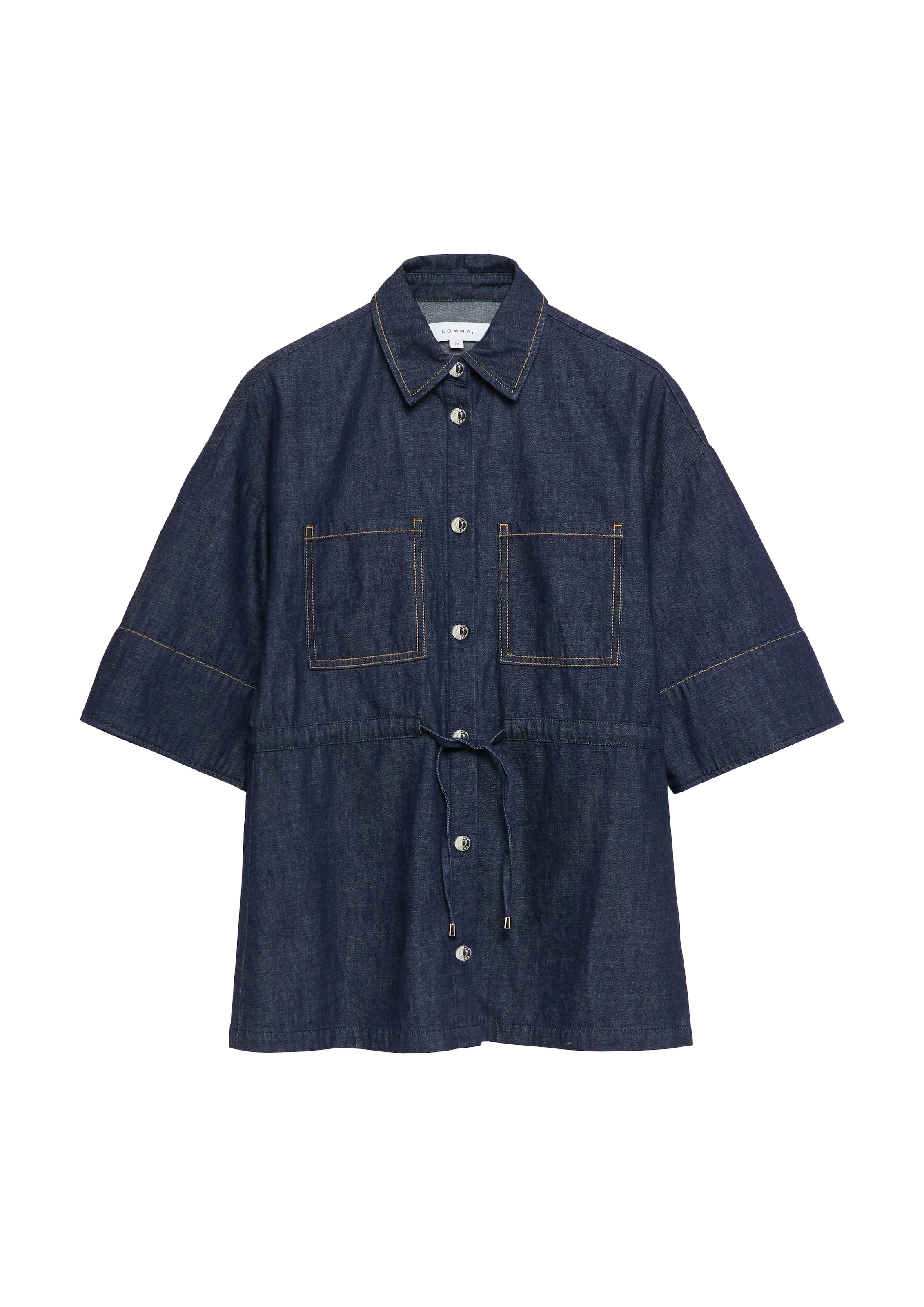 Comma Blouse en jean avec ceinture à nouer