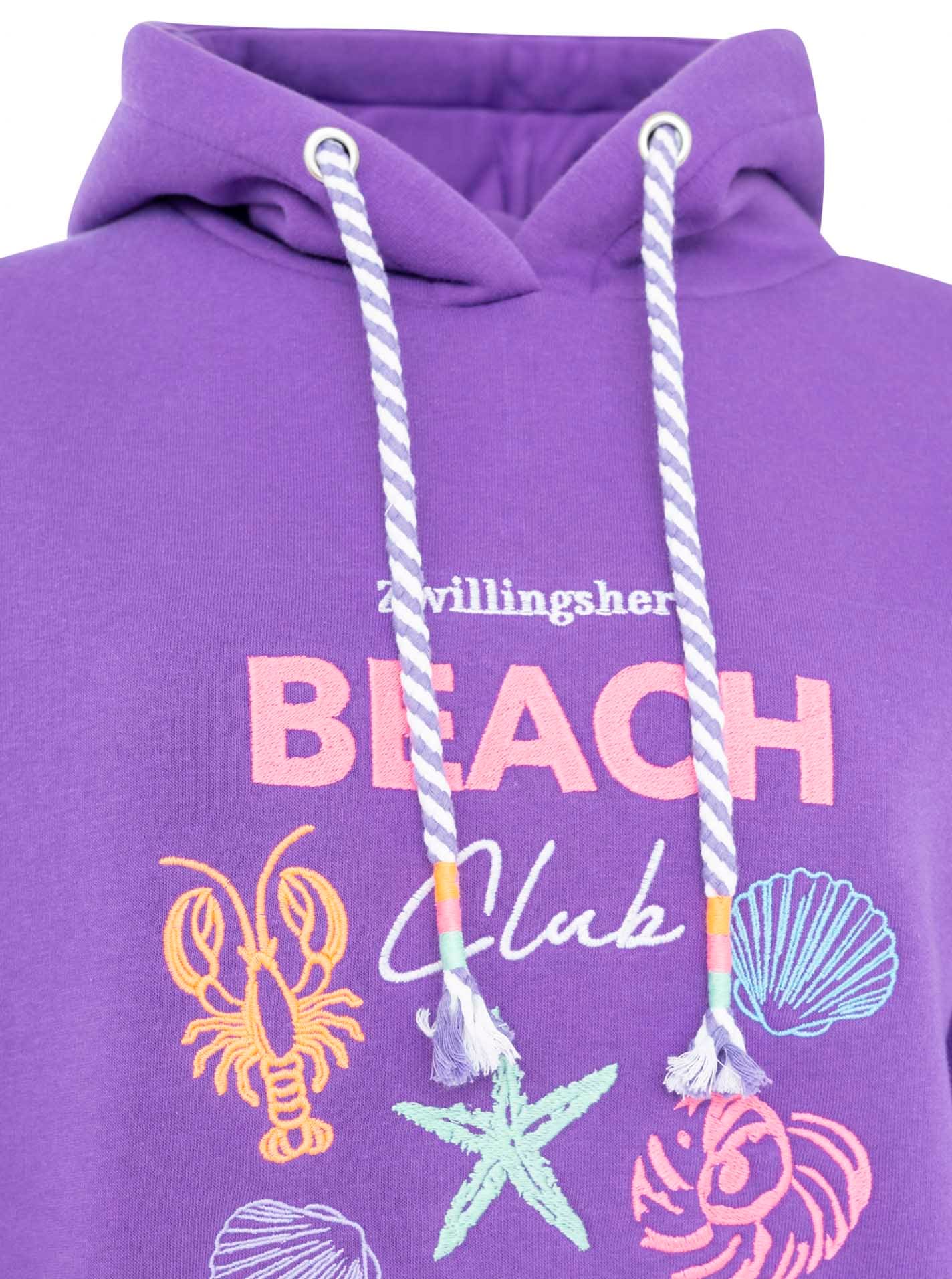 Zwillingsherz Hoodie »"Beach Club"«, motif coquillage, capuche avec cordon coloré, poche kangourou
