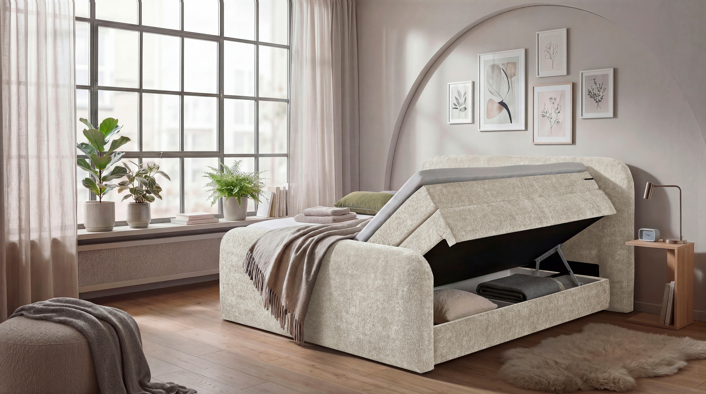 ED EXCITING DESIGN Boxspringbett »AROSA in der Breite 180cm, inkl. Bettkasten und Topper« inkl. Fussteil, in verschiedene Farben erhältlich