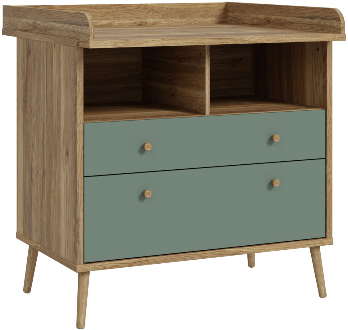 FORTE Commode à langer »Whenua« Matelas à langer, bord relevé, bicolore, rangement ouvert, compartiments etc. 89,8 cm