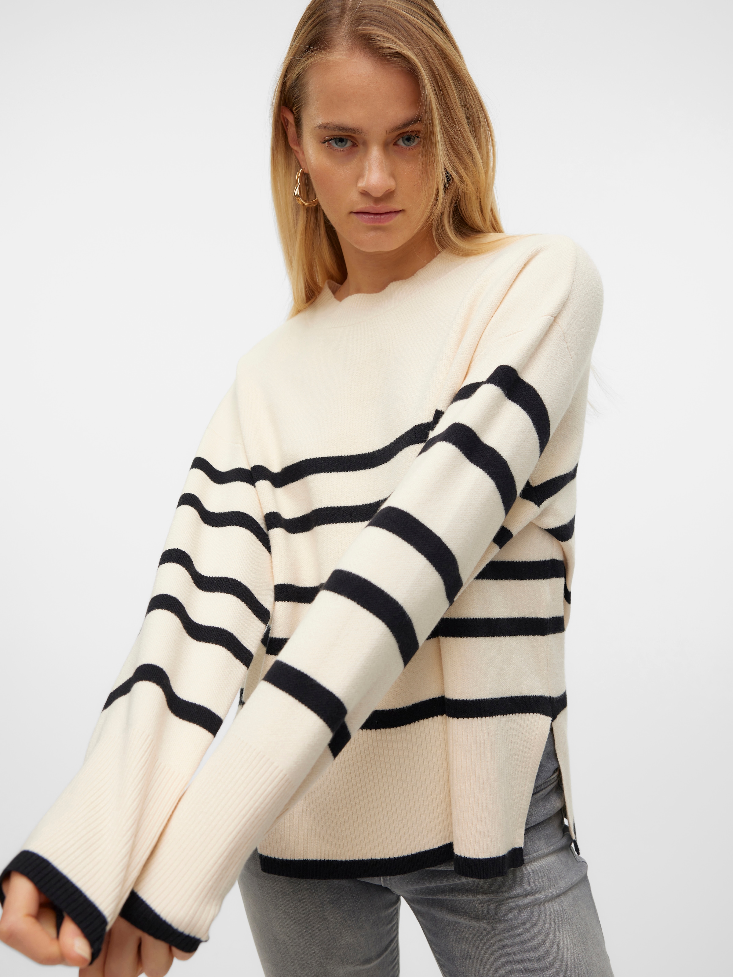 Vero Moda Pull à col rond »VMSABA LS O-NECK STRIPE PULLOVER GA NOOS« mit Streifenmuster