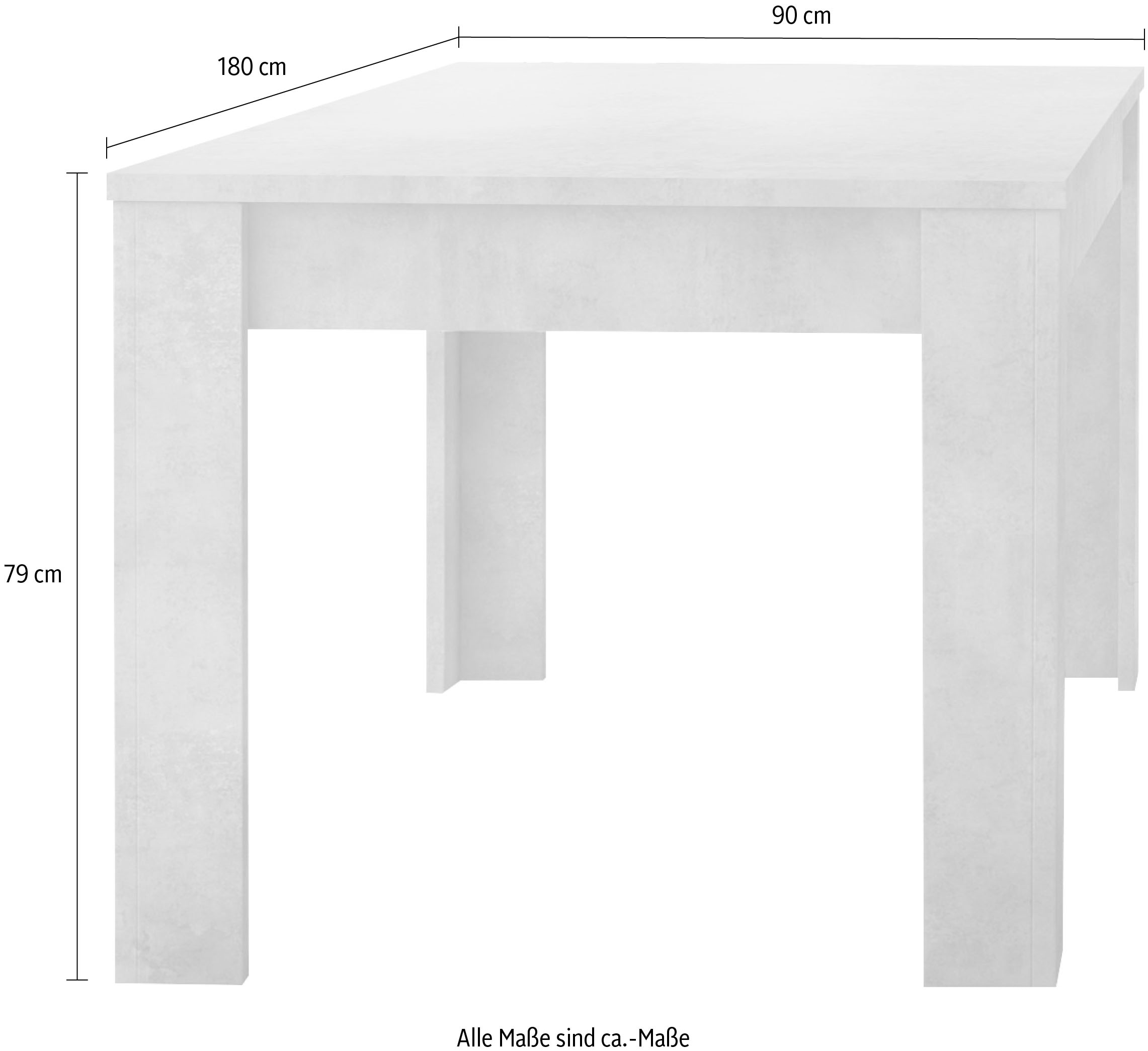 Home affaire Esstisch »Dama 180 x 90 cm, Küchentisch, Esszimmertisch,« rechteckig, Tischplattenstärke 22 mm, verschiedene Farben