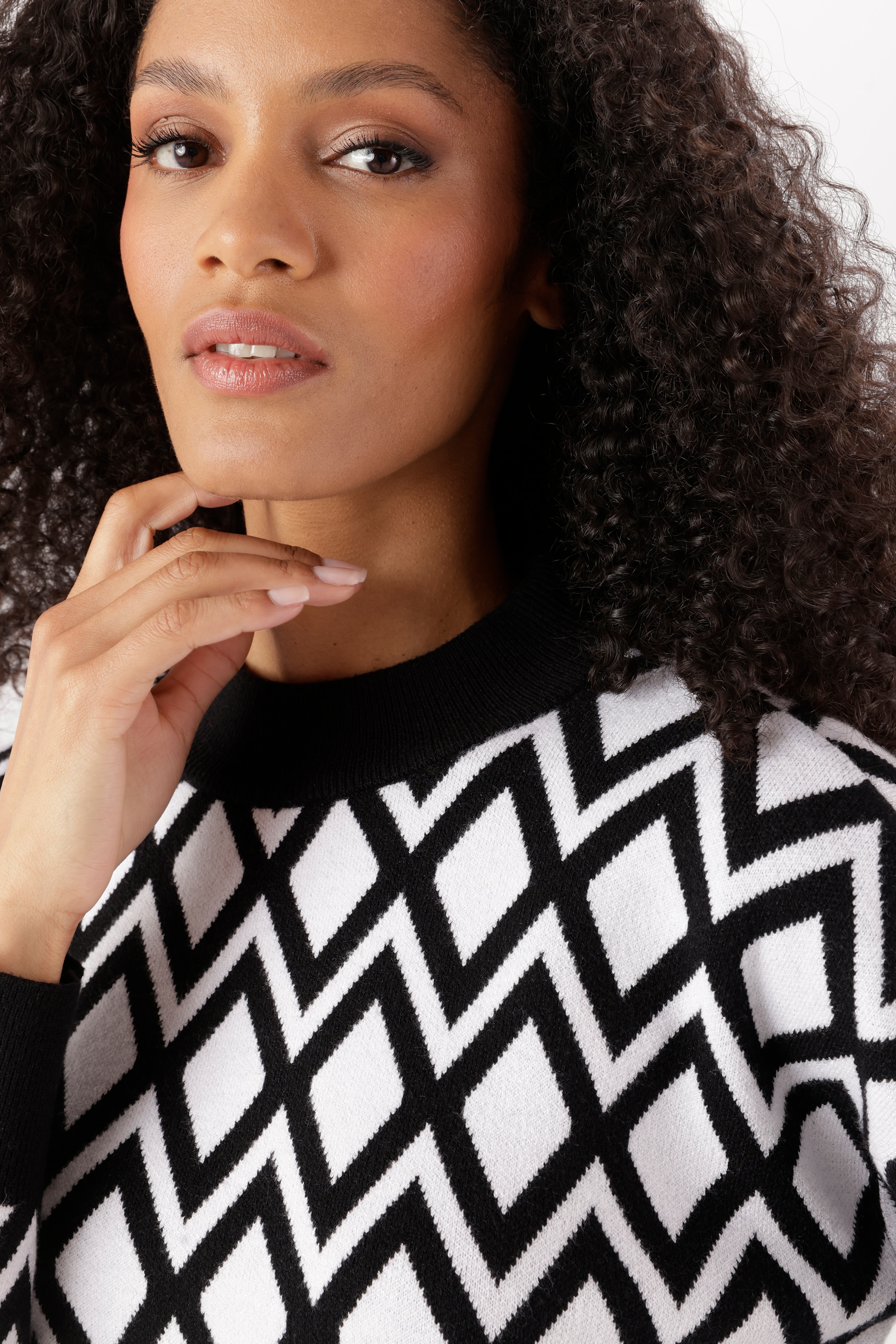 Aniston SELECTED Pull en tricot avec motif losanges géométriques intégral - NOUVELLE COLLECTION
