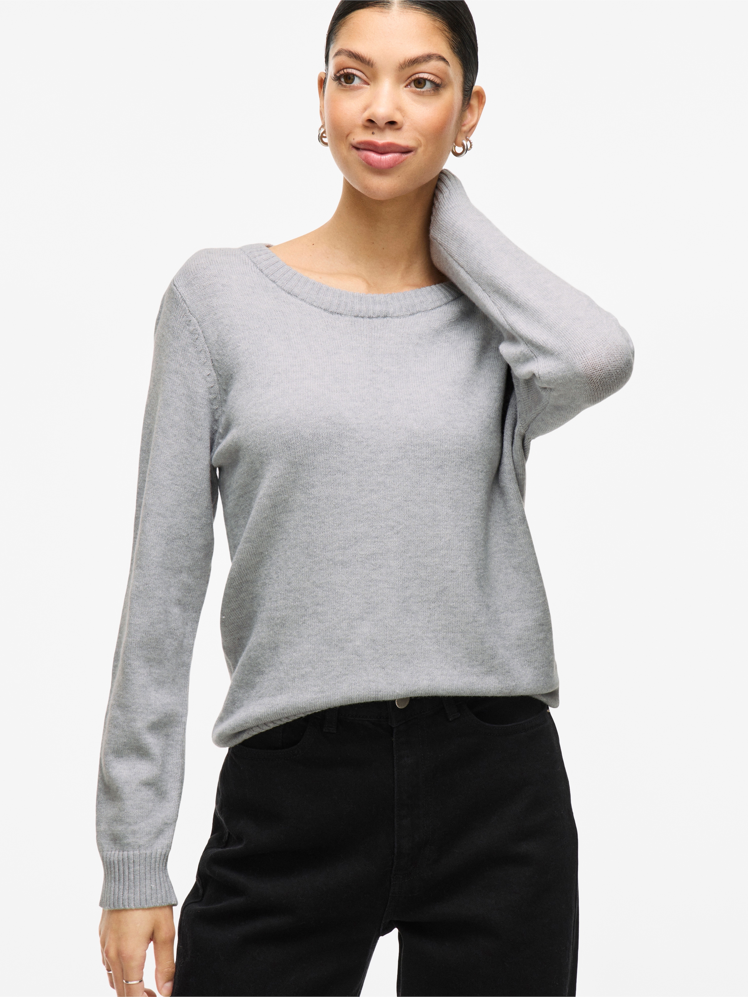 Vila Pull à col rond »VIRIL-O-PULLI« Feinstrick mit feinen Strickdetails