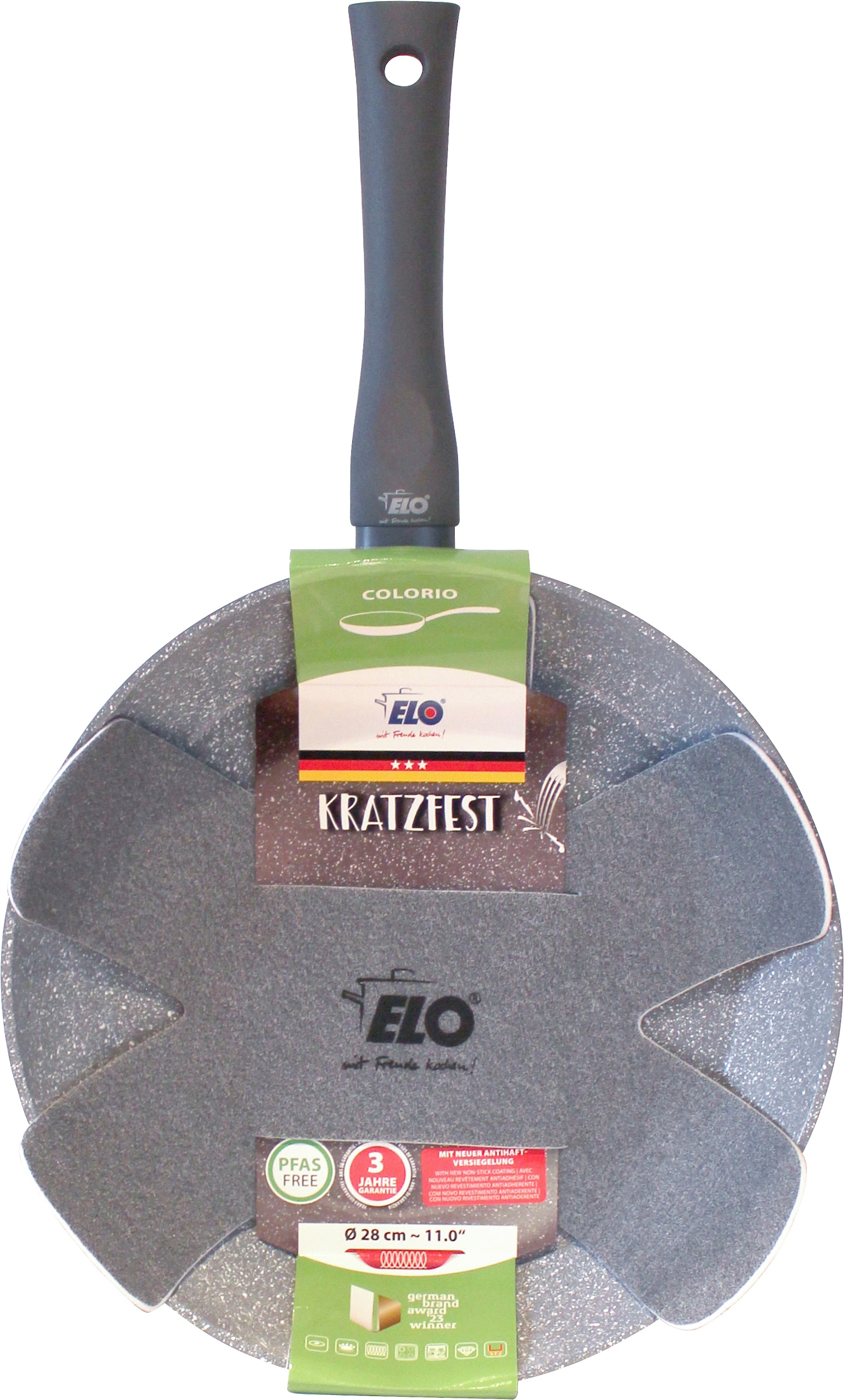 Elo Basic Poêle à frire »Colorio mit farbigem Protektor« Aluminium 1 tlg. hellgrau mit passendem Pfannenschoner