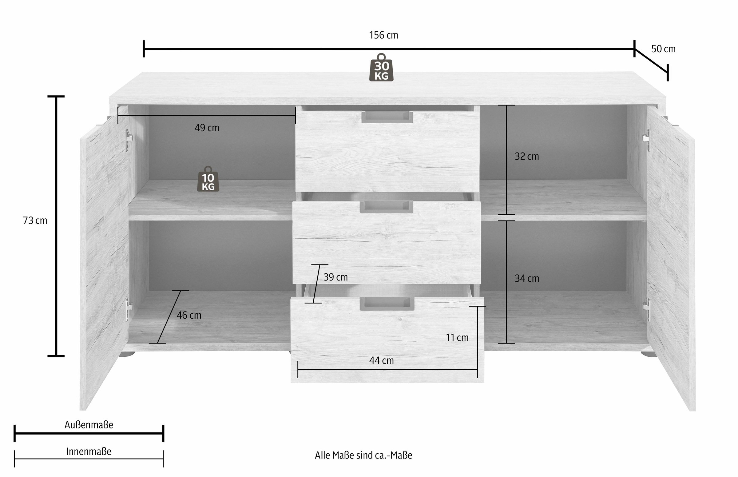 Home affaire Sideboard »Palma« Breite 156 cm