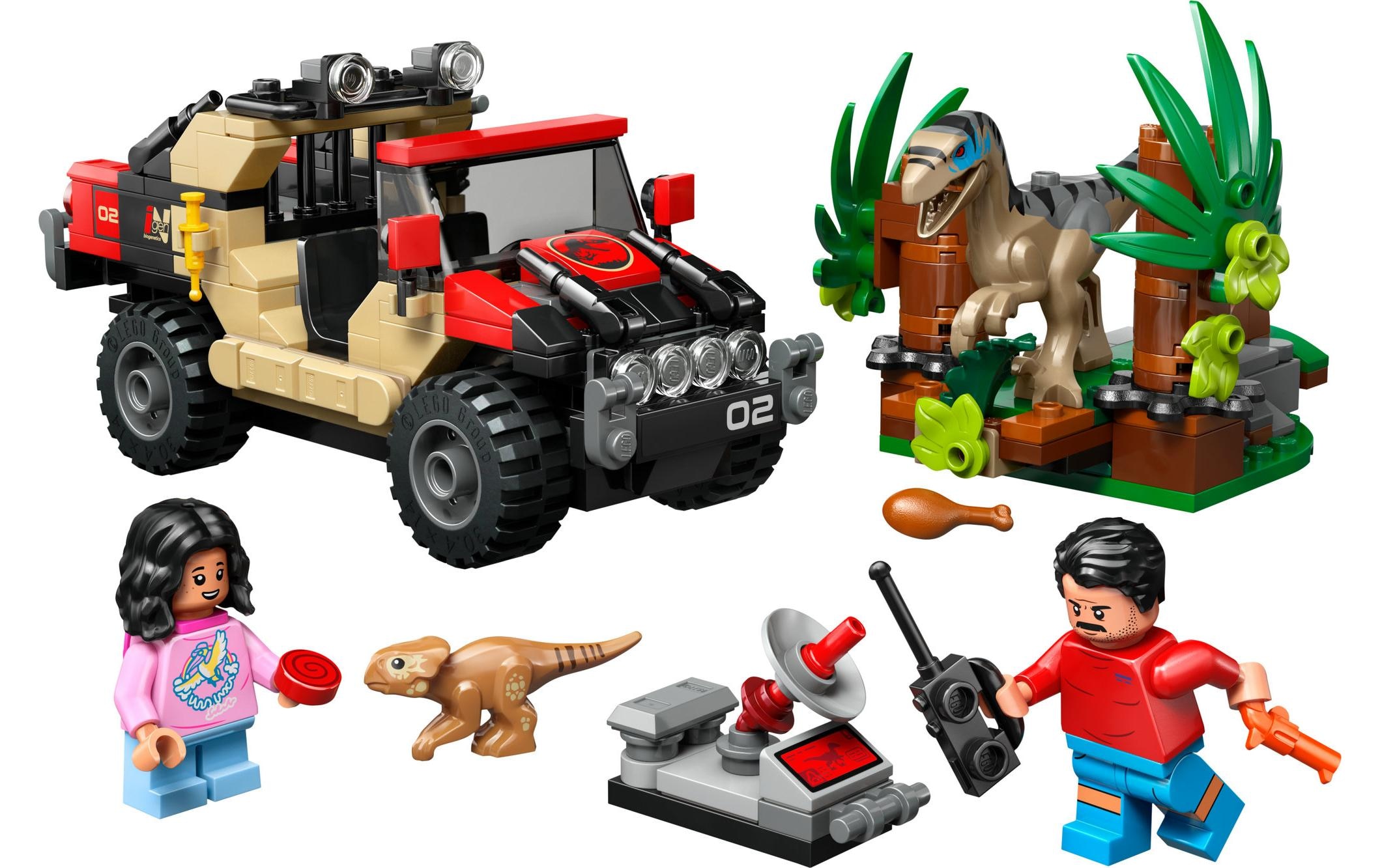 LEGO® Briques de jeu »Jurassic World Raptor: Verfolgungsjagd mit dem Geländewagen«