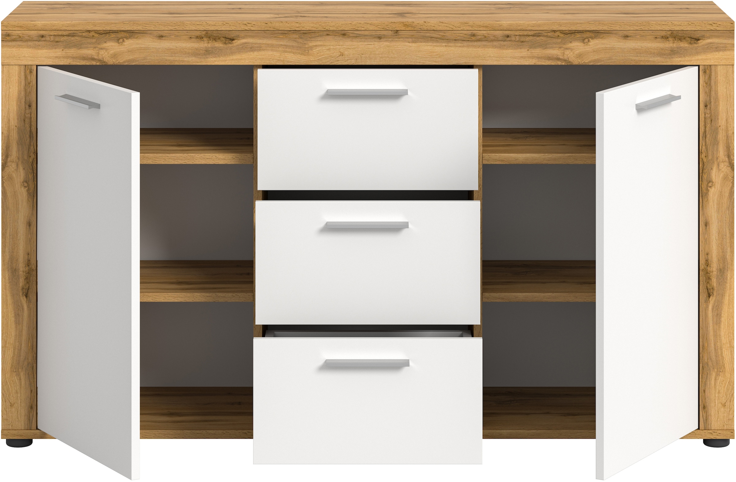 INOSIGN Sideboard »Aosta, Breite 125 cm, in verschiedenen Farbausführungen« mit 2 Türen und 3 Schubkästen, Wohnzimmer, Kommode, Schrank