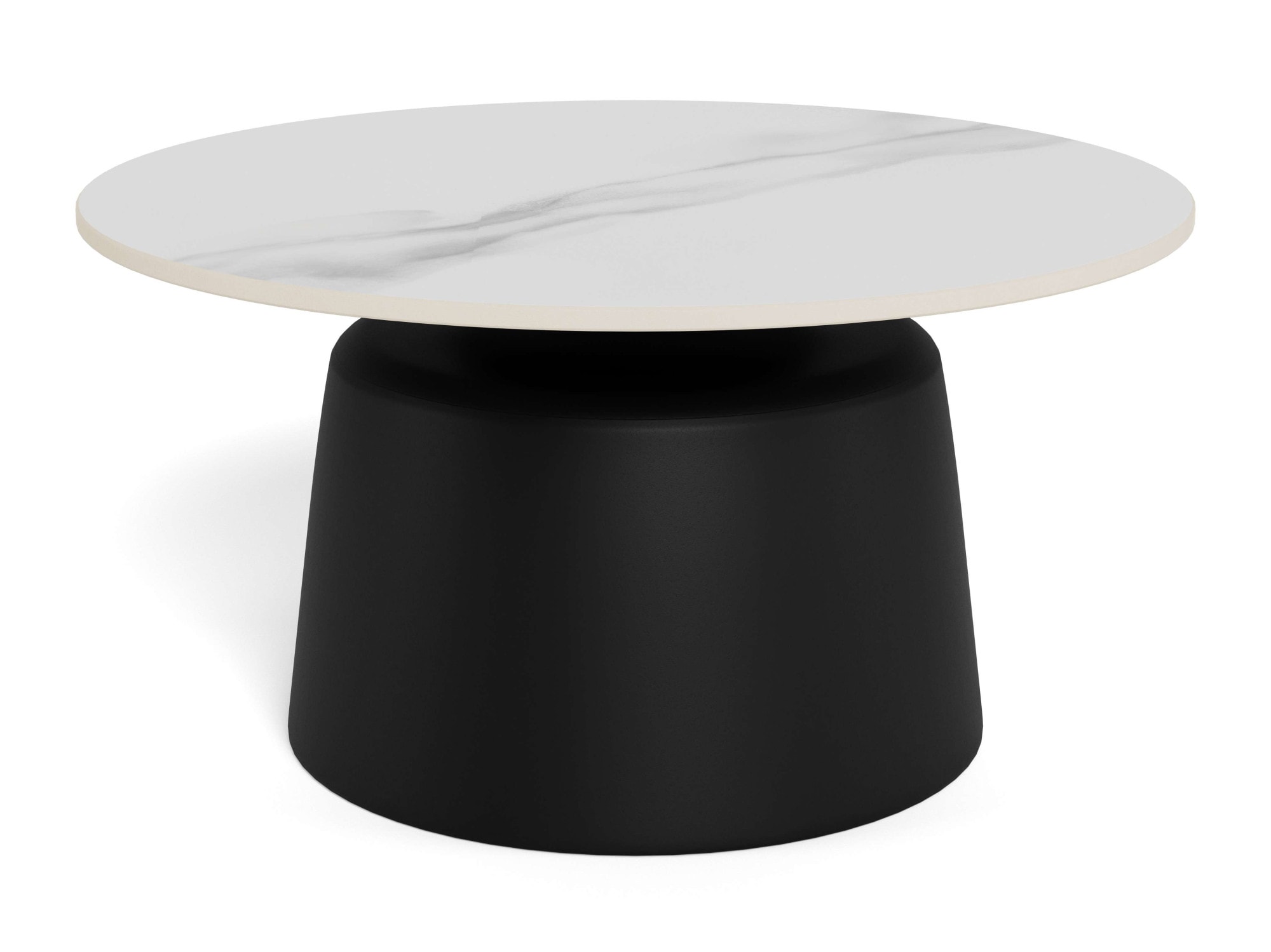ACTONA GROUP Table basse »Santorini Kaffetisch - modern & stilvoll mit langlebiger Keramikplatte« Céramique blanche, cadre en acier noir, durable. Ø : 70 cm,