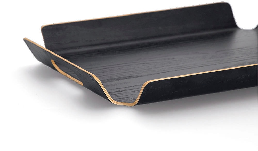 Zeller Present Servierplatte Holz / Wengefurnier, 2 seitliche Griffe, erhabener Rand