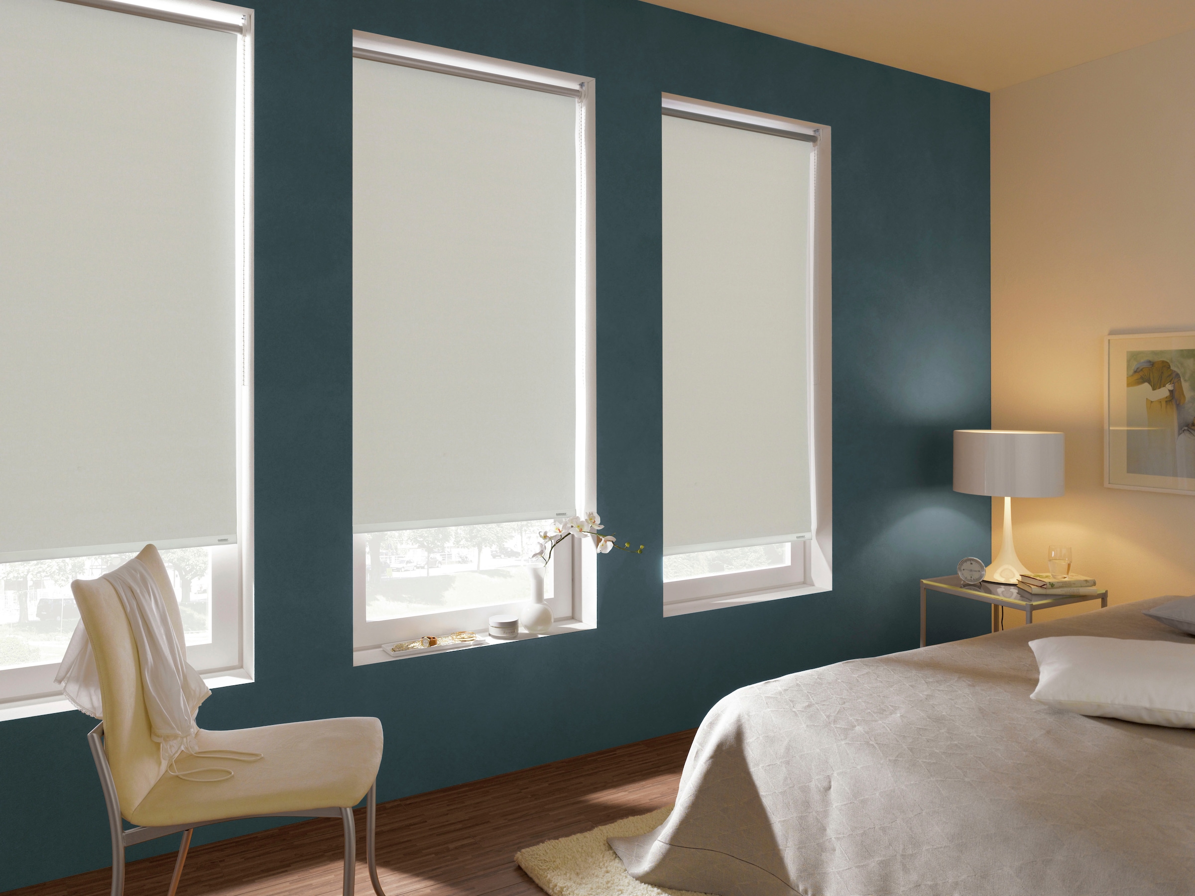 GARDINIA Store à tirage latéral »Uni-Rollo - Thermo Energiesparend« verdunkelnd mit Bohren freihängend Abschlussprofil in weiss