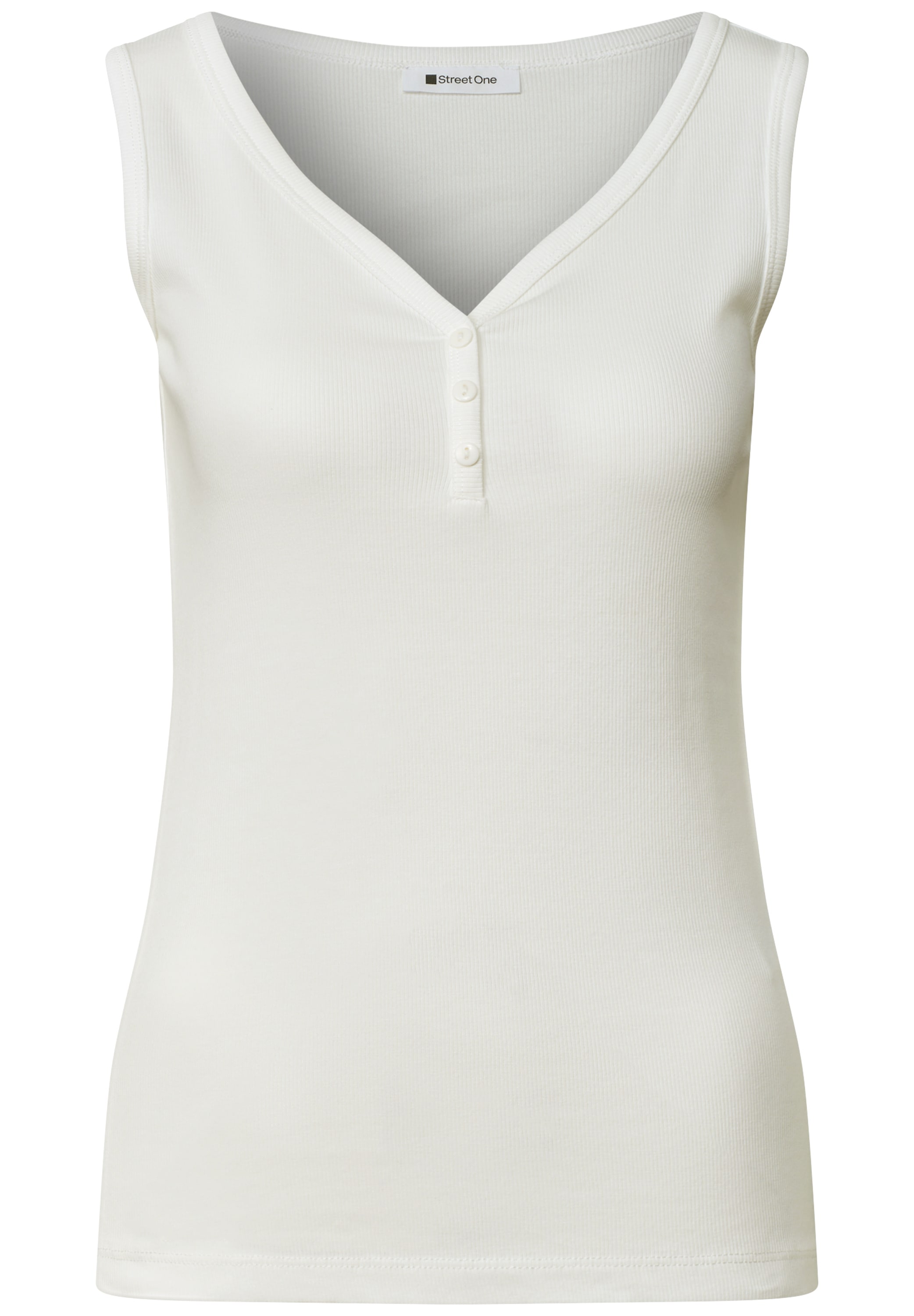 STREET ONE Ripptanktop Sommertop mit V-Neck