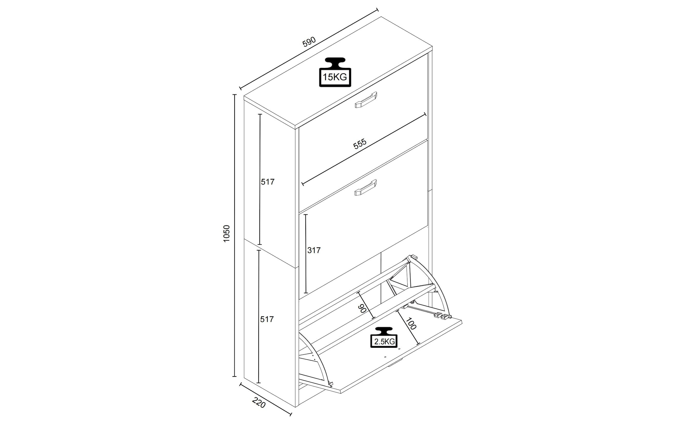 VCM Armoire à chaussures »Halom M 59 x 105 cm«