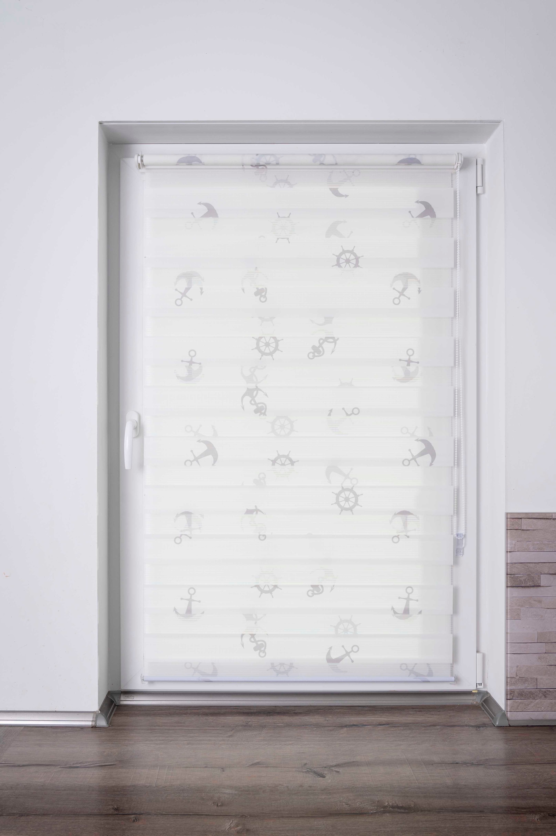K-HOME Store double »MARITIM bedruckt« protection contre la lumière protection visuelle Aucun perçage requis suspendu librement Klemmfix, imprimé