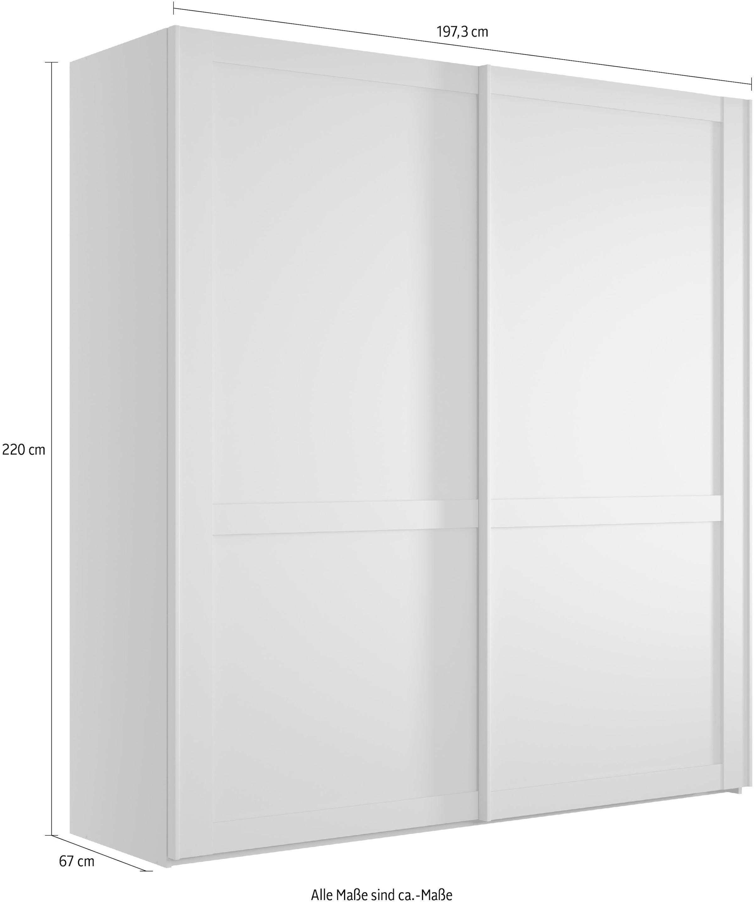 WIEMANN Schwebetürenschrank »Göteborg« Querriegel und Griffleisten im Korpusfarbton