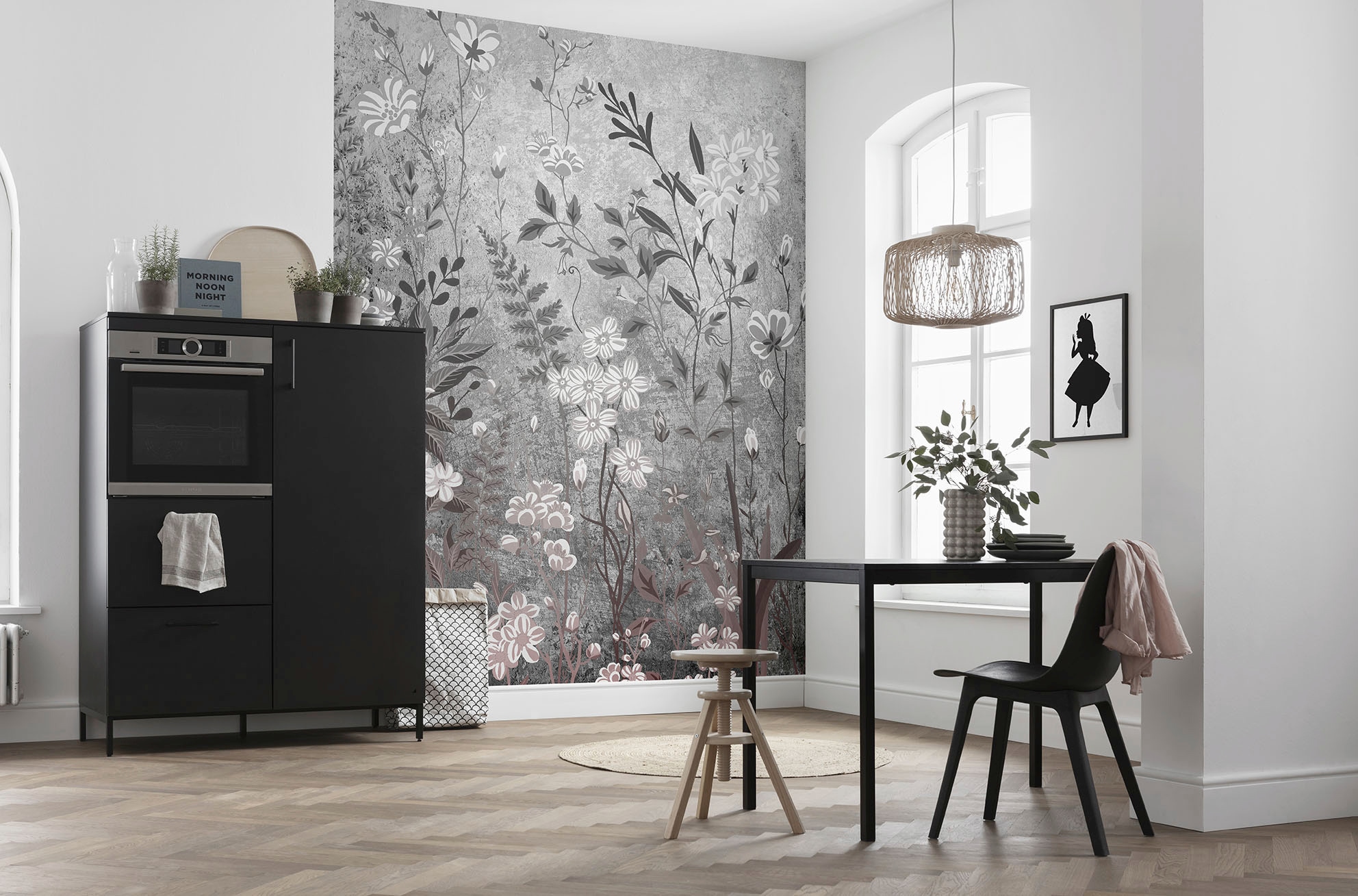 Komar Papier peint intissé »Digitaldruck Vlies -  Moonlight Flowers - Grösse 200 x 250 cm« imprimé Wohnzimmer, Schlafzimmer