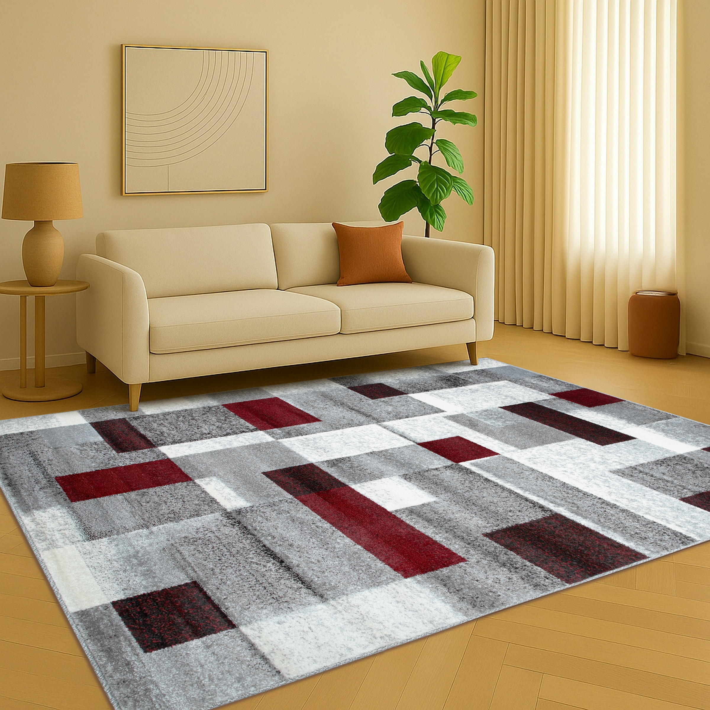 GOODproduct Teppich »Corine« rechteckig 9 mm Höhe mit besonders weichem Flor, Kurzflor, modernes Karo-Design,