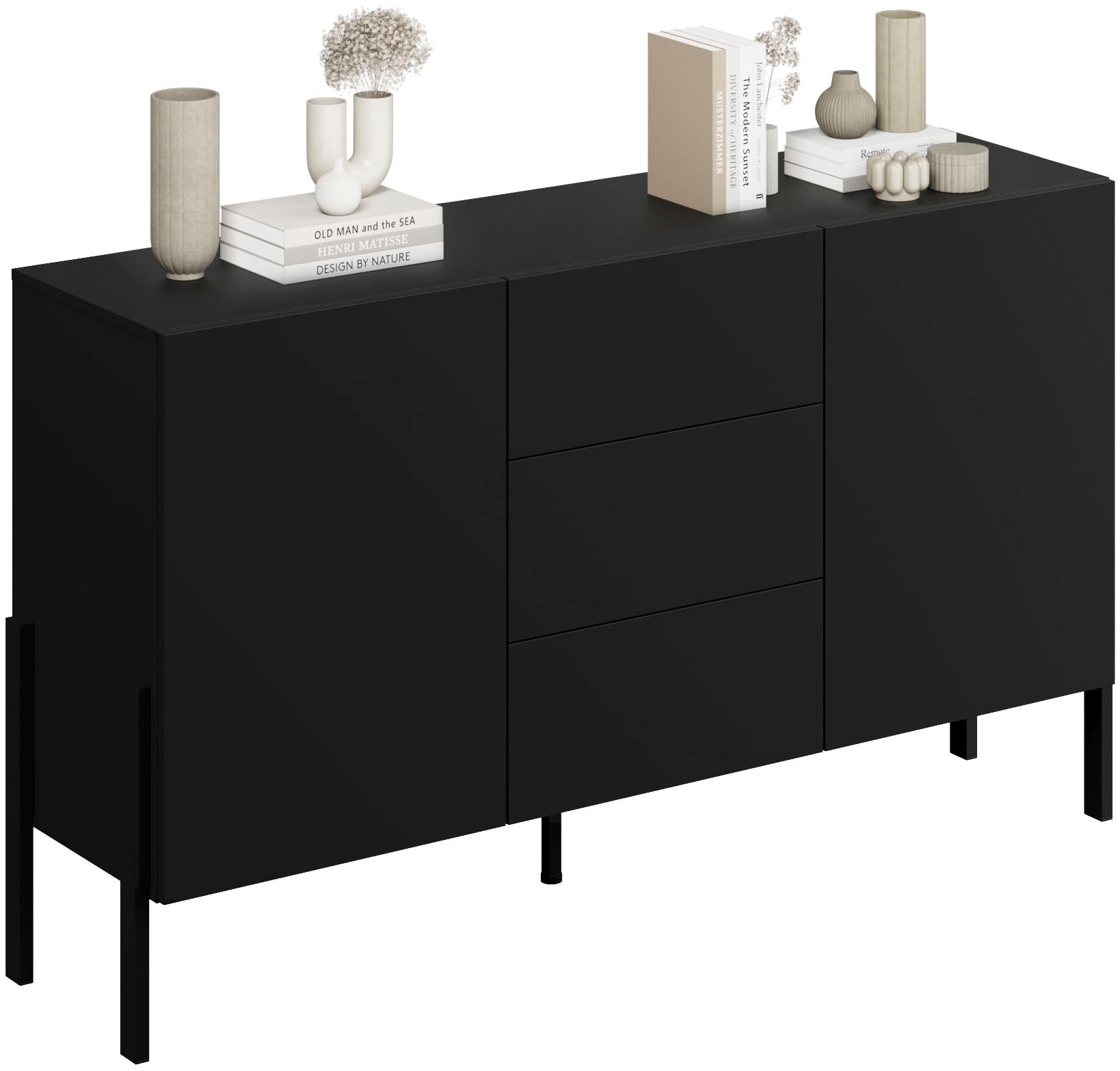 GOODproduct Sideboard »Jukon, Breite 150 bzw.180 cm, moderne grifflose Kommode« Schubladenschrank 2 Türen/3 Schubkästen, push-to-open-Funktion
