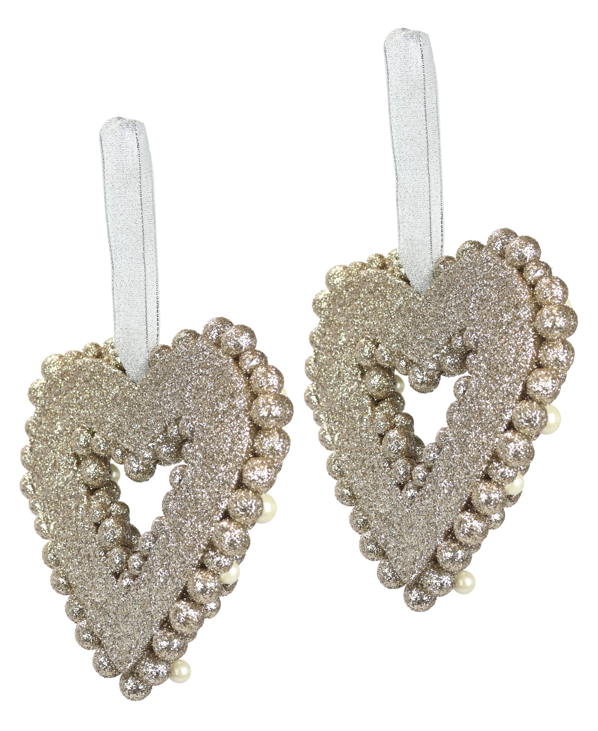 I.GE.A. Kunstkranz »Perlenherz zum Hängen« 2er Set Glänzend Deko-Herz Weihnachtsdeko Türkranz Hochzeitsdeko