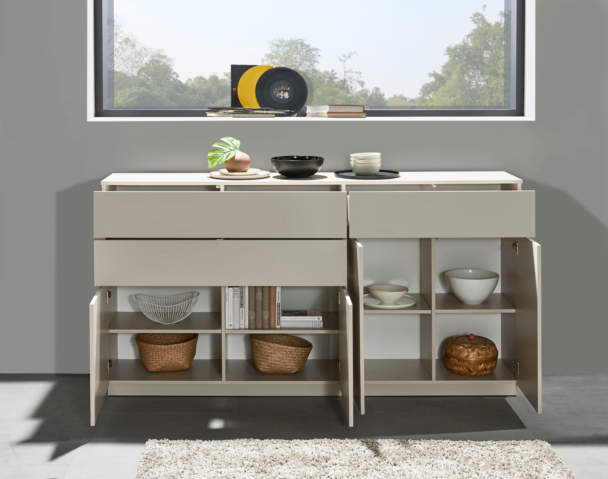 HBZ Sideboard »Vince Sideboard, B/H/T 191x100x38 cm« 1 cuis tlg. Breite 191 cm, Push-to Open, Melaminbeschichtung