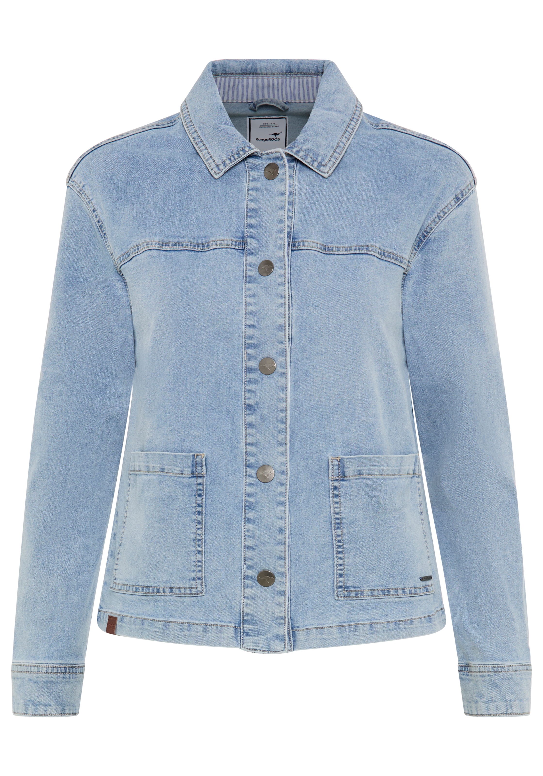 KangaROOS Veste en jean modischer Stil, normaler Kragen, aufgesetzte Taschen, Comfort Fit