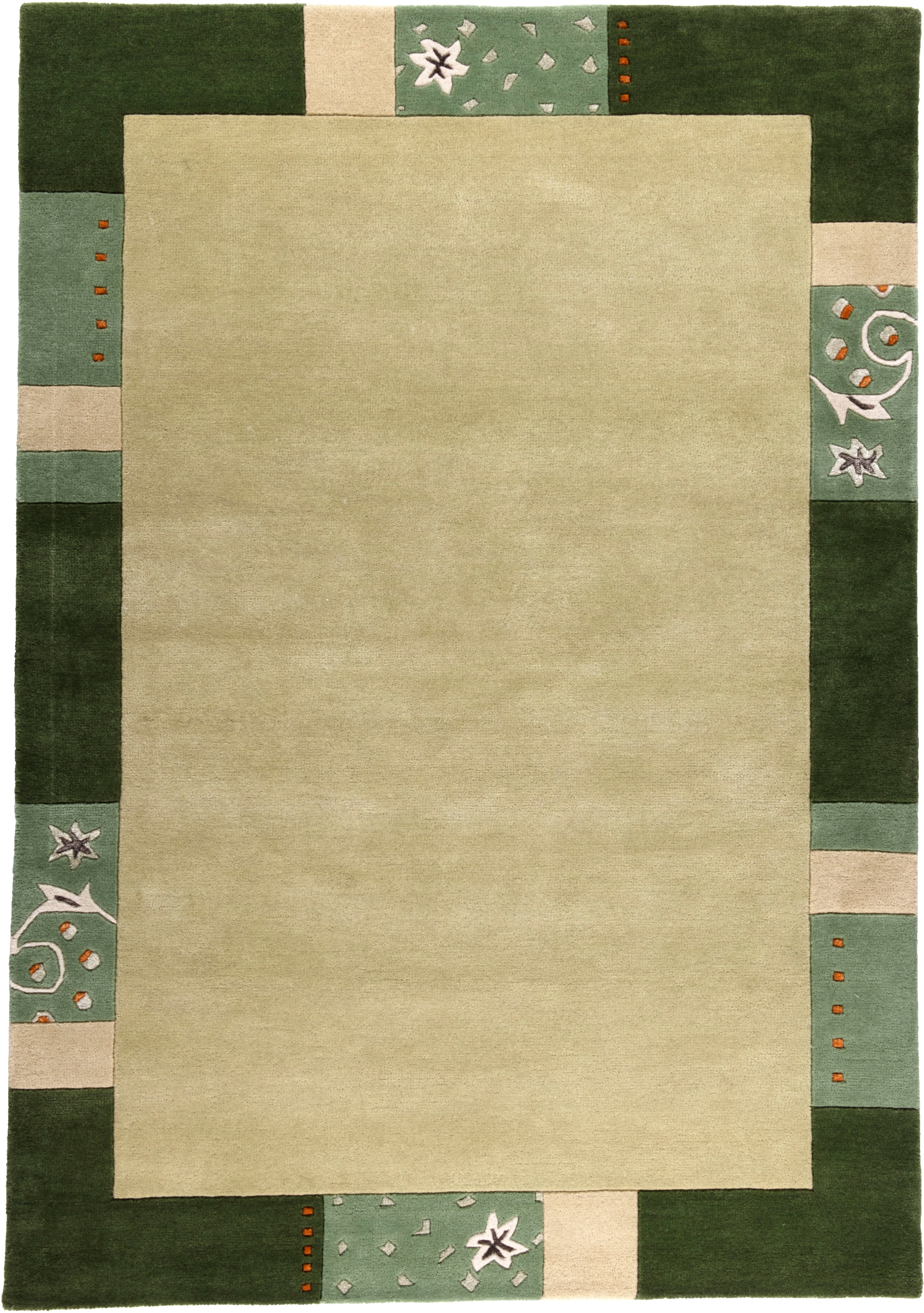 THEKO Tapis en laine »Royal Ganges« Rectangulaire 13 mm Höhe 95% laine, avec bordure, idéal pour salon & chambre
