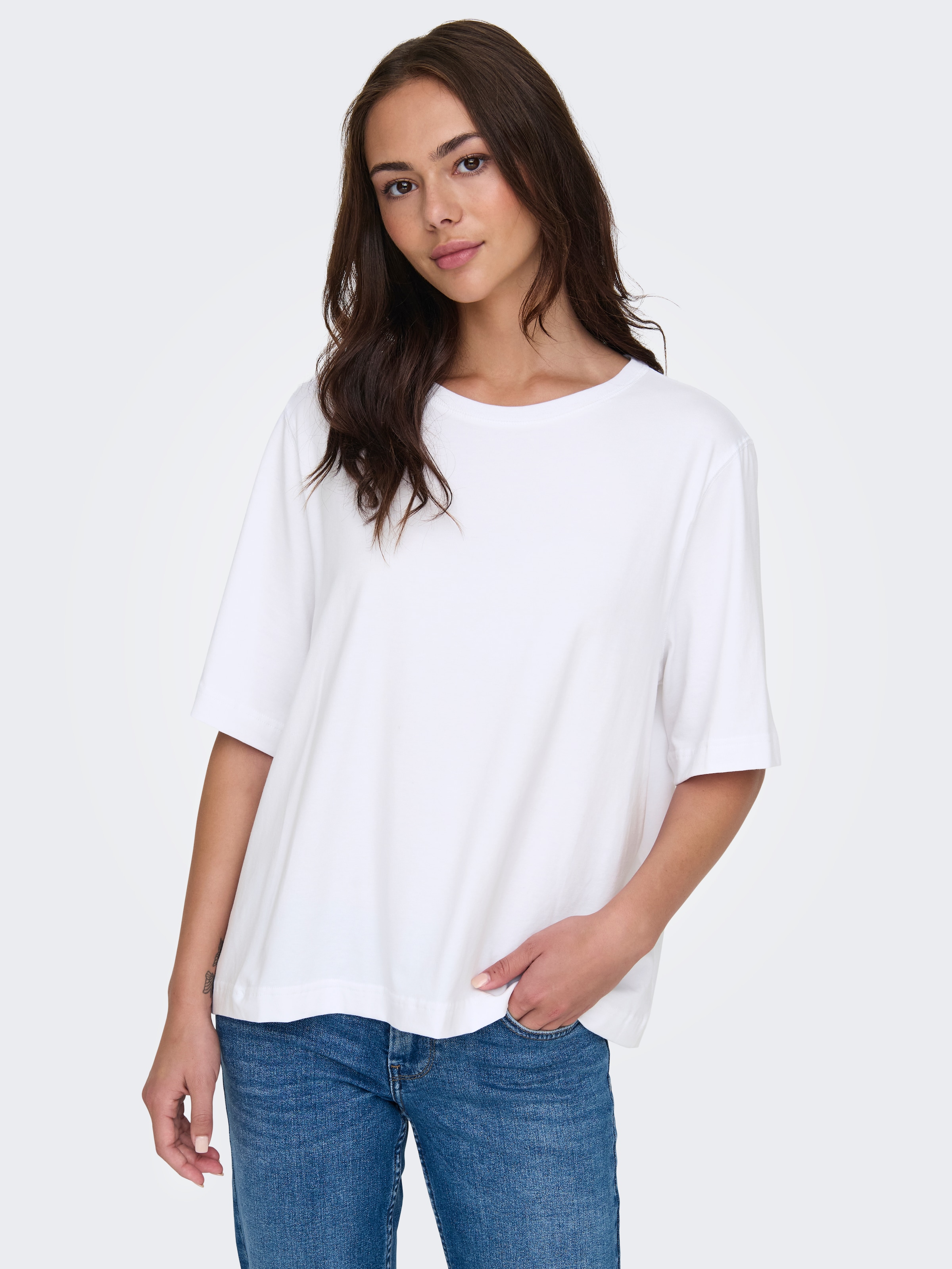 ONLY T-shirt à manches courtes »ONLLINA S/S BOXY TEE JRS« mélange de coton, coupe ample