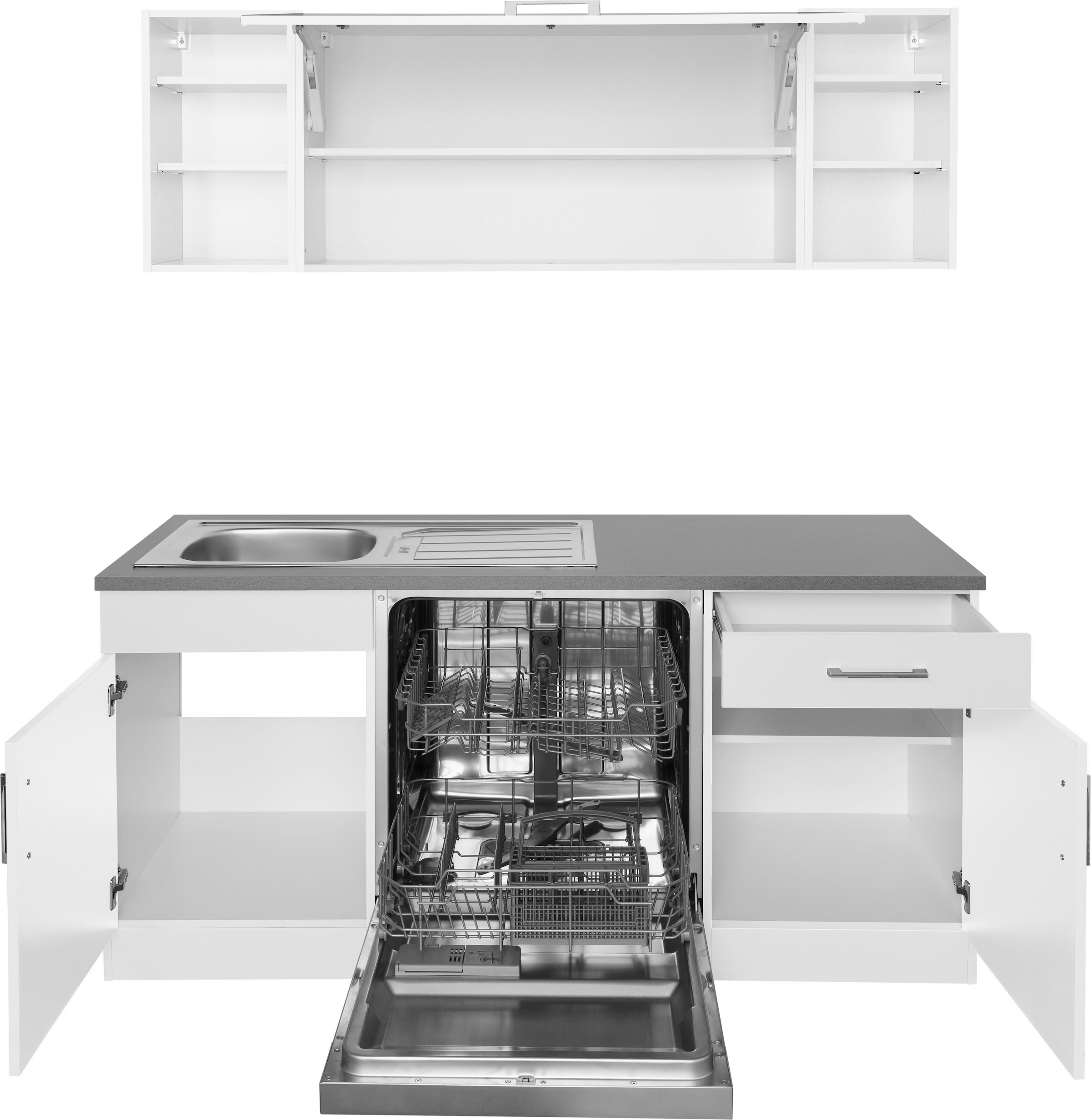 KOCHSTATION Kitchenette »KS-Paris – Küchen mit einzigartigen Fotomotiven auf den Fronten« largeur d'installation 220/220 cm, au choix avec appareils électriques, avec impression motif