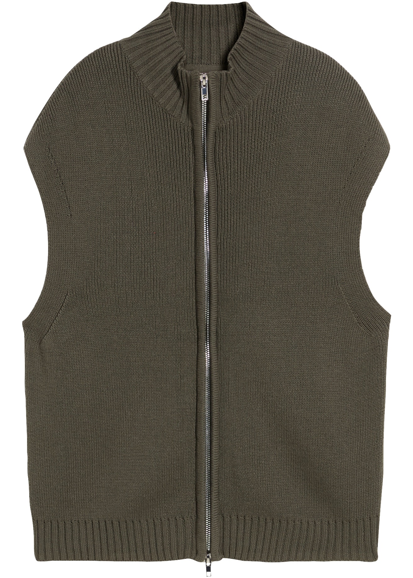 bonprix Gilet tricoté avec détail zip, en coton et polyacrylique, coupe oversize