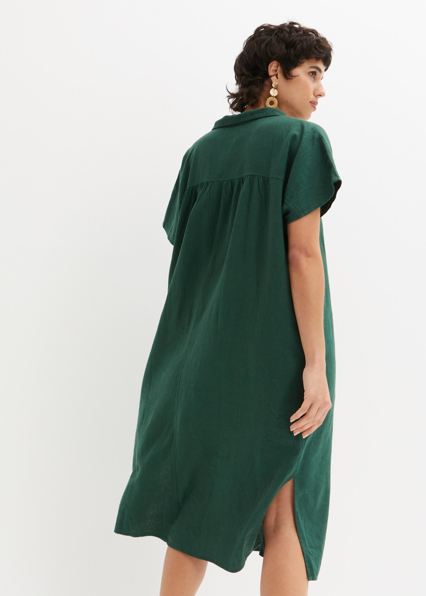 bonprix Tunikakleid »Kaftan-Kleid aus leichtem Leinen-Viskose-Mix« für den Alltag, aus Leinen-Viskose-Mix, weite Kaftan-Form
