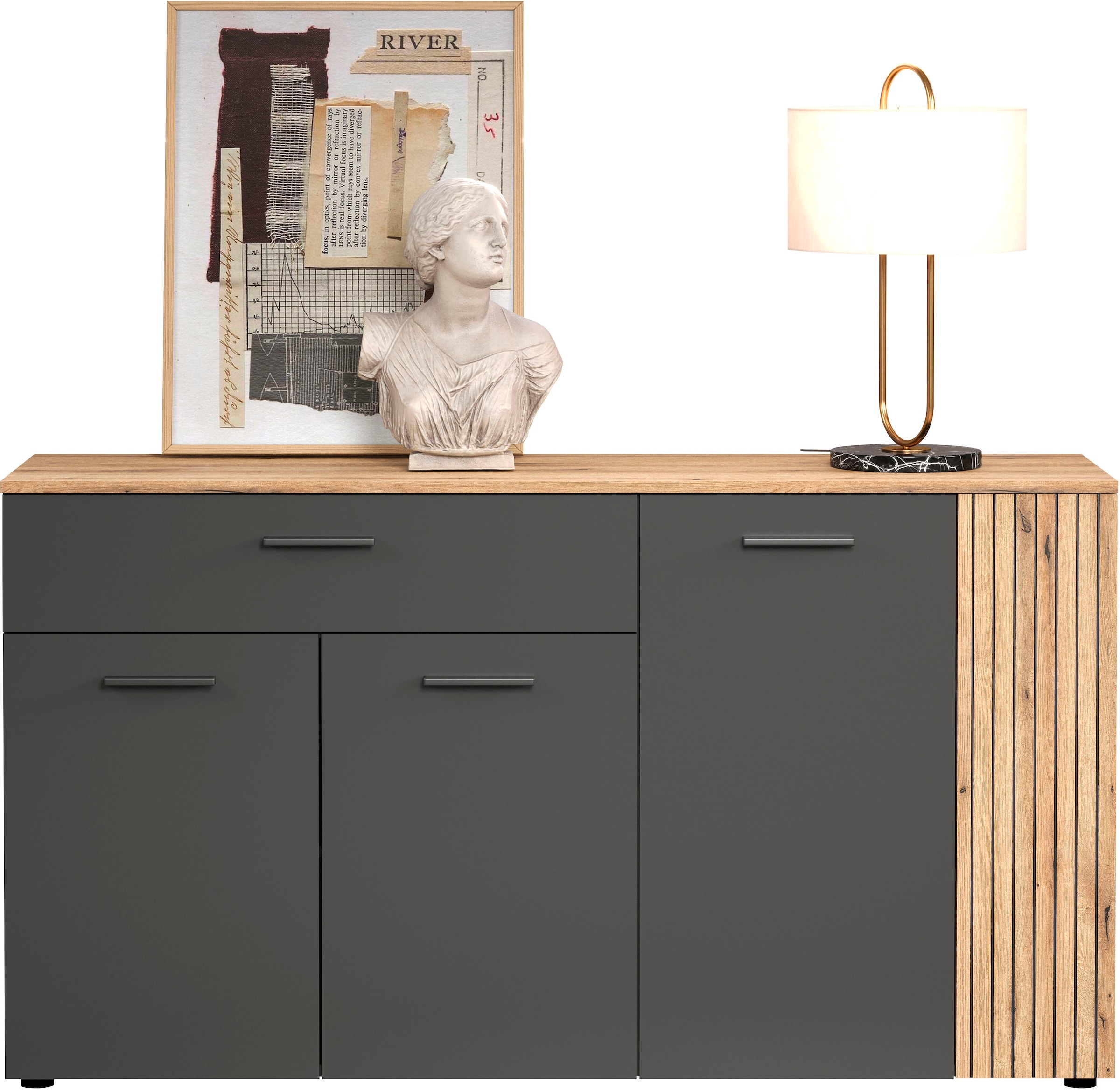 Home affaire Buffet »Estepona« 1 cuis tlg. commode, aspect panneau acoustique ; largeur 150 cm