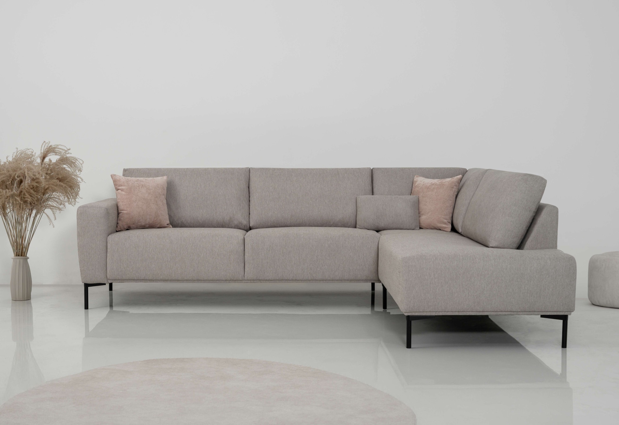 GOODproduct Ecksofa »Melby« Breite 275 cm, in einem weichen Struktur Stoff, lose Rückenkissen