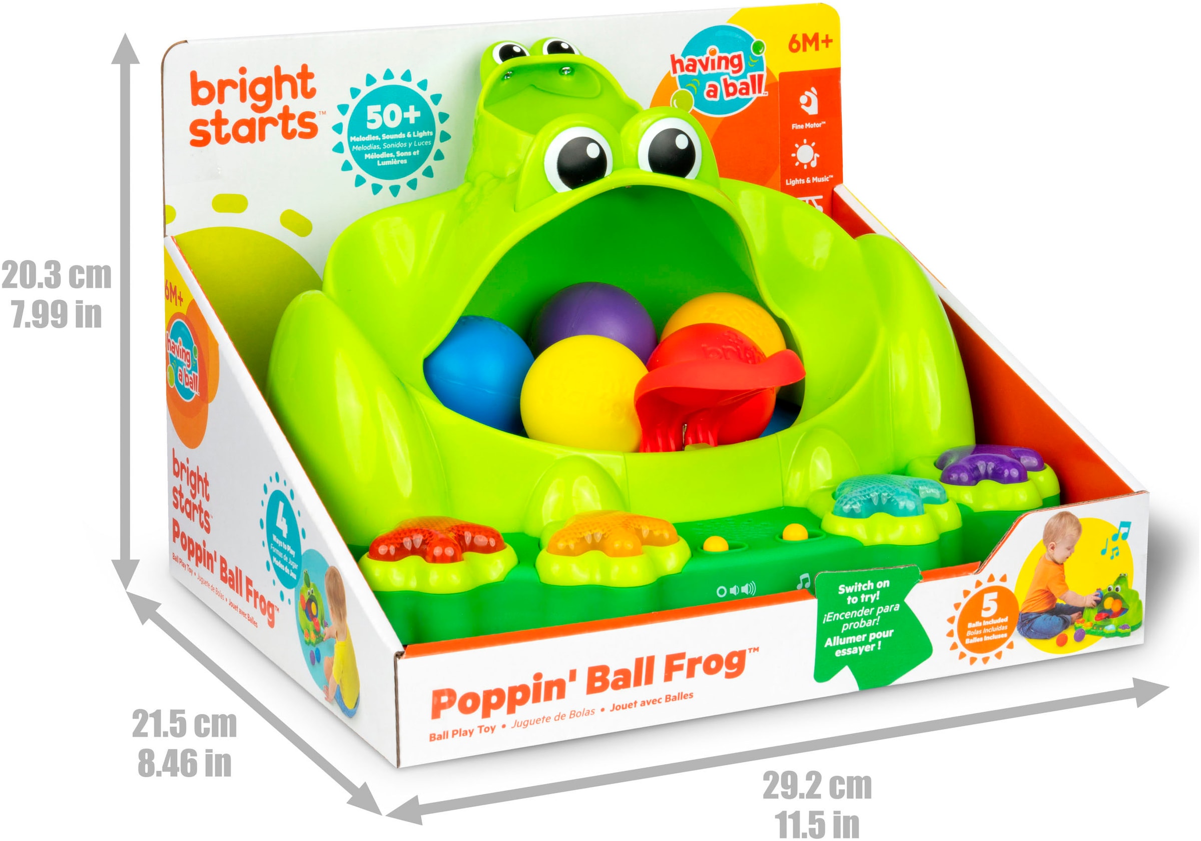 Bright Starts Lernspielzeug »Poppin' Ball Frog Ball Play Toy« mit Licht und Sound