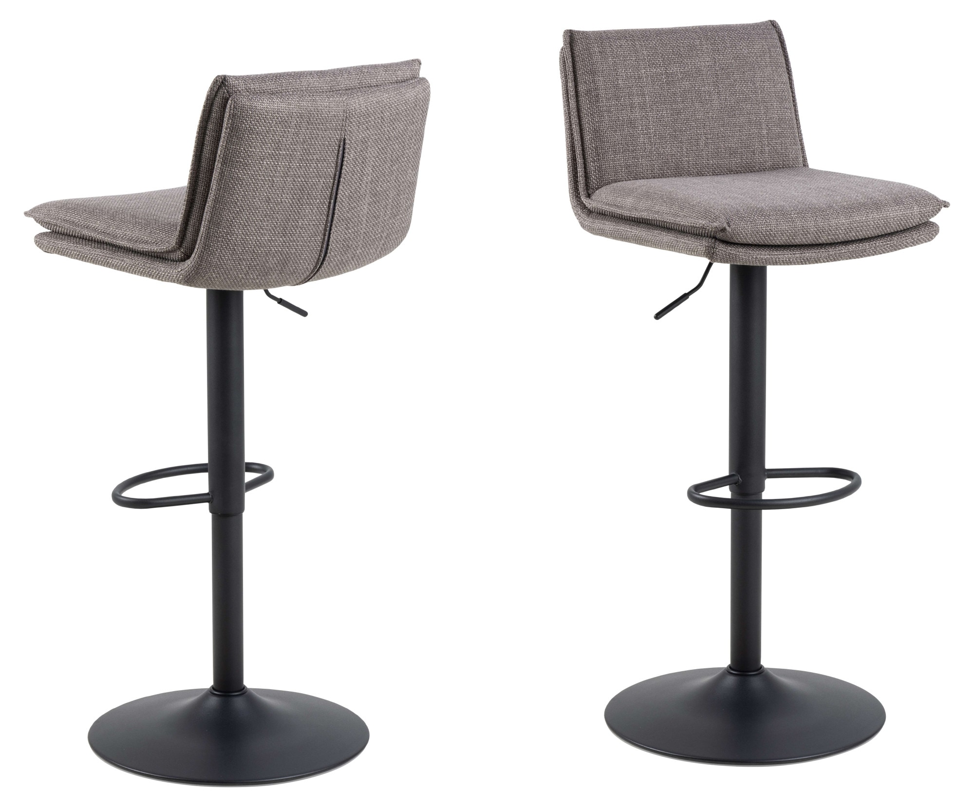 ACTONA GROUP Tabouret de bar »Flynn Barstuhl, Höhenverstellbar,« rembourré, pied trompette noir, vérin à gaz, pivotant, lot de 2