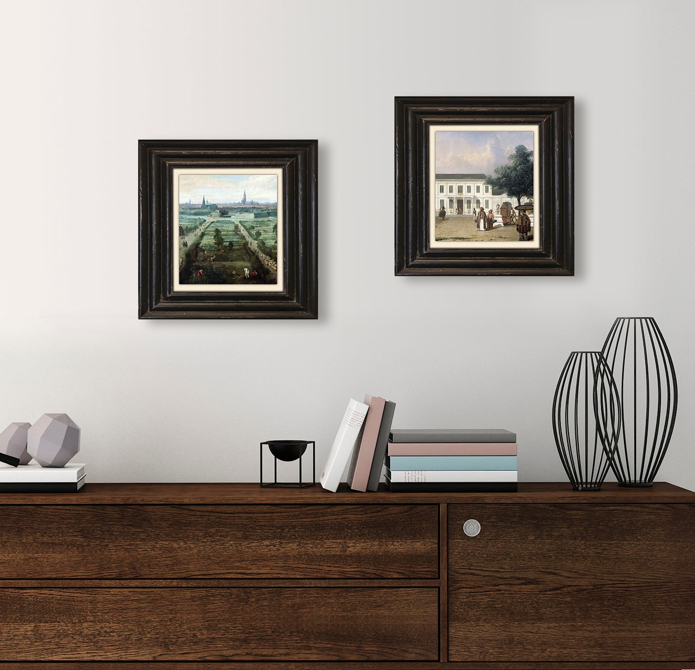 queence Tableau sur toile »Felder« Premium-Leinwandstoff, Handarbeit aus Deutschland, 40x40cm