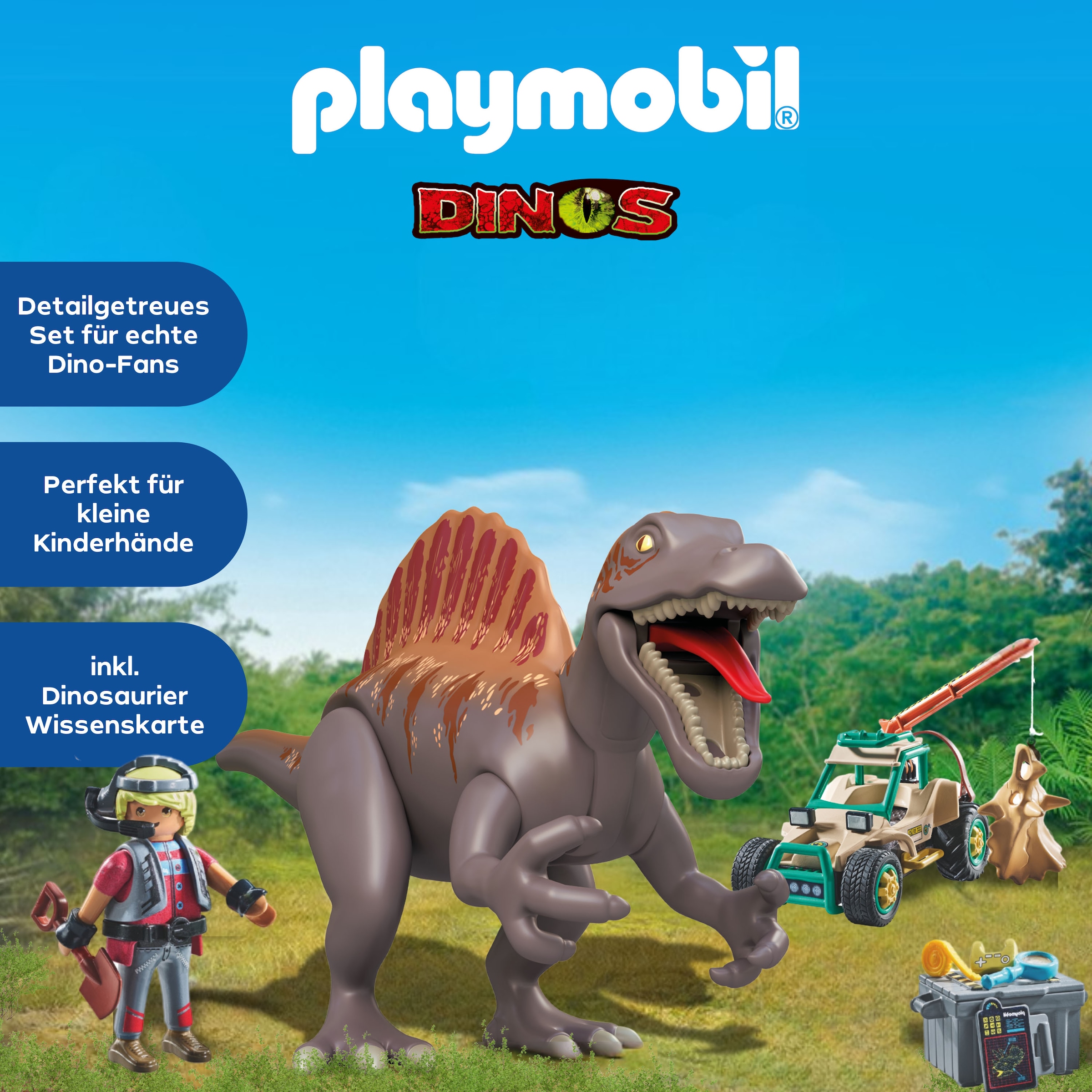 Playmobil® Konstruktions-Spielset »Spinosaurus-Angriff auf Dino-Ausgrabung (71820), Playmobil Dinos«