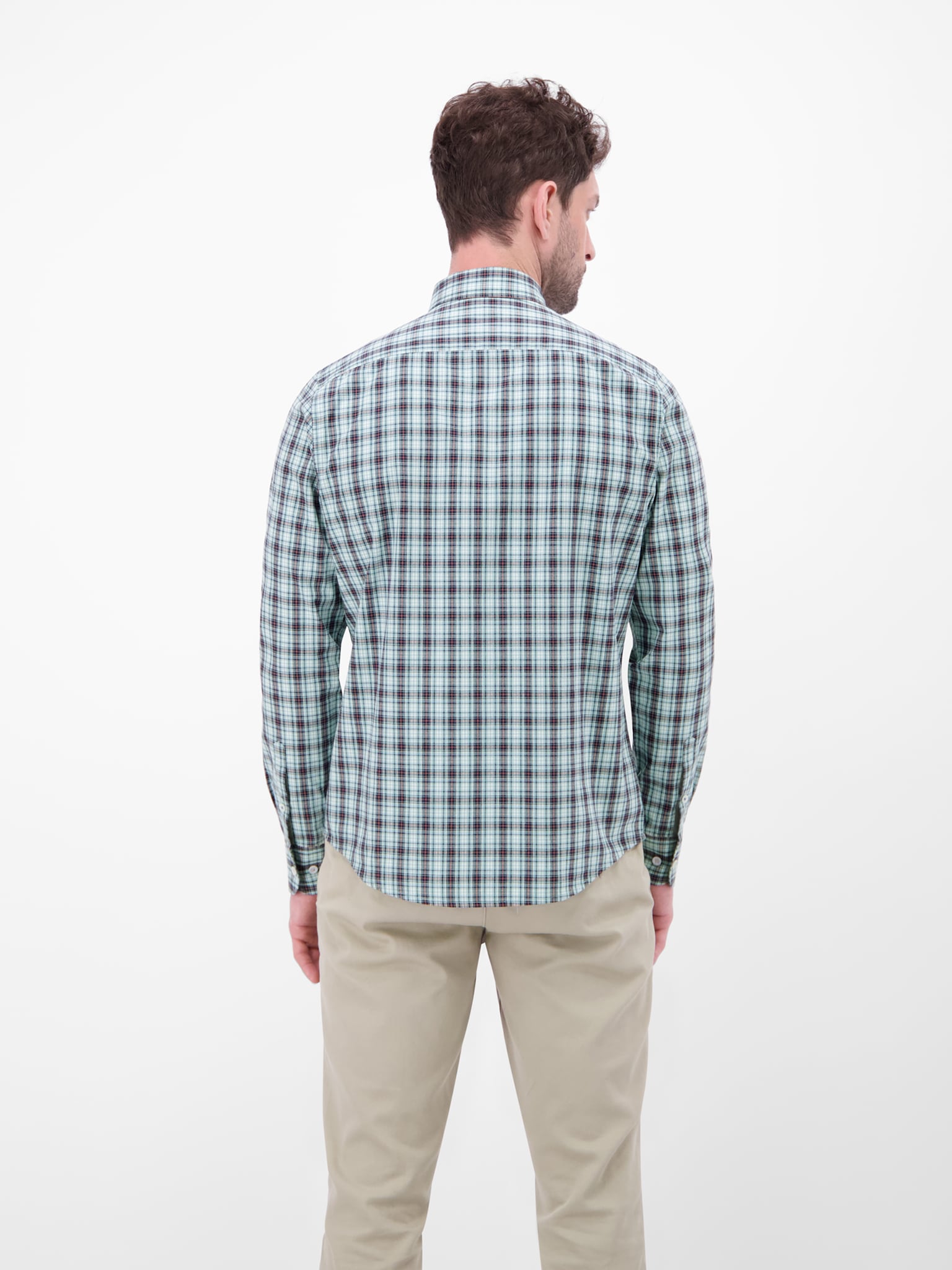 LERROS Chemise à manches longues à carreaux, avec patte de boutonnage