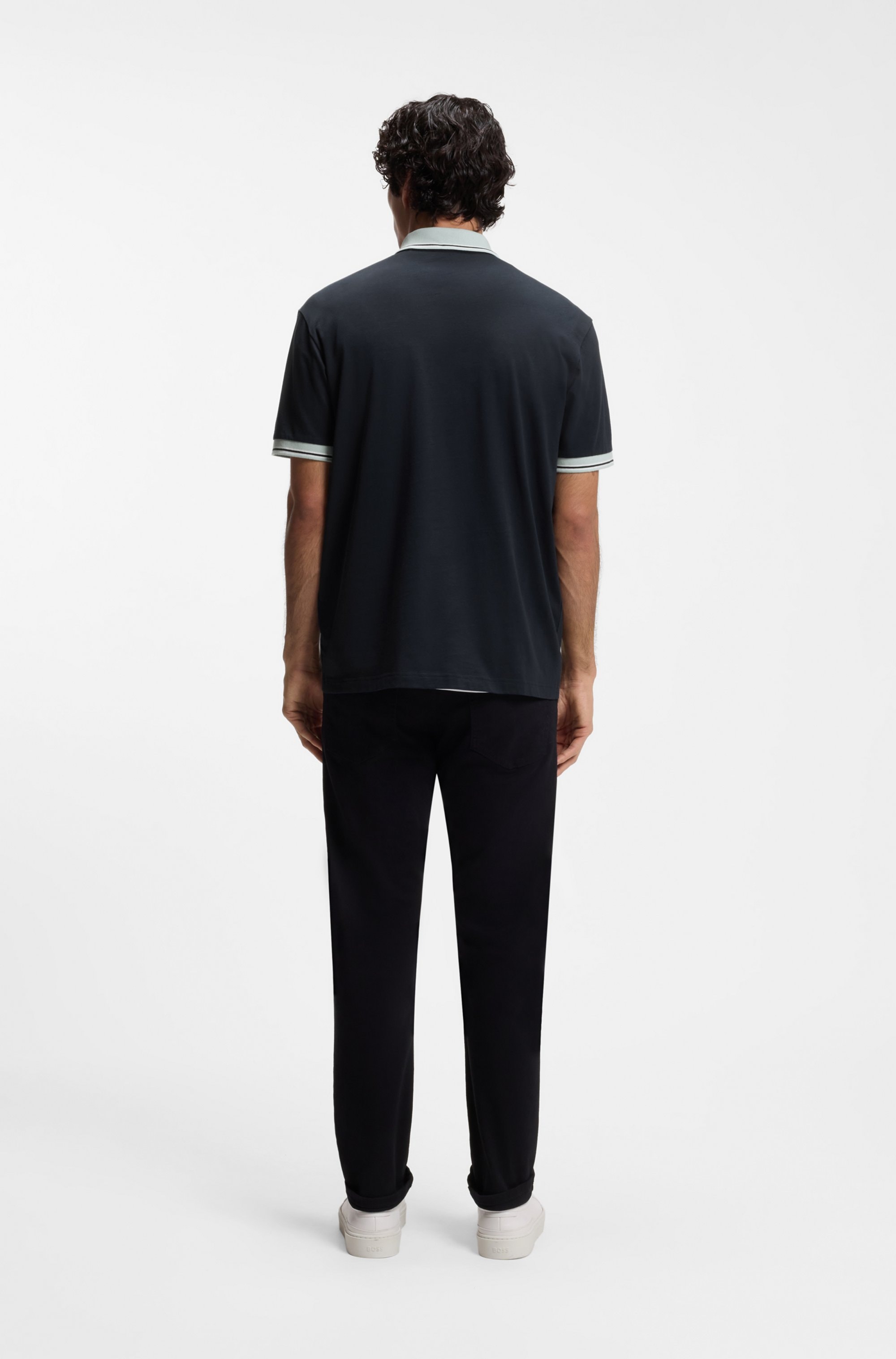 BOSS ORANGE Polo Relaxed Fit, coton pur, col et bord de manches contrastants